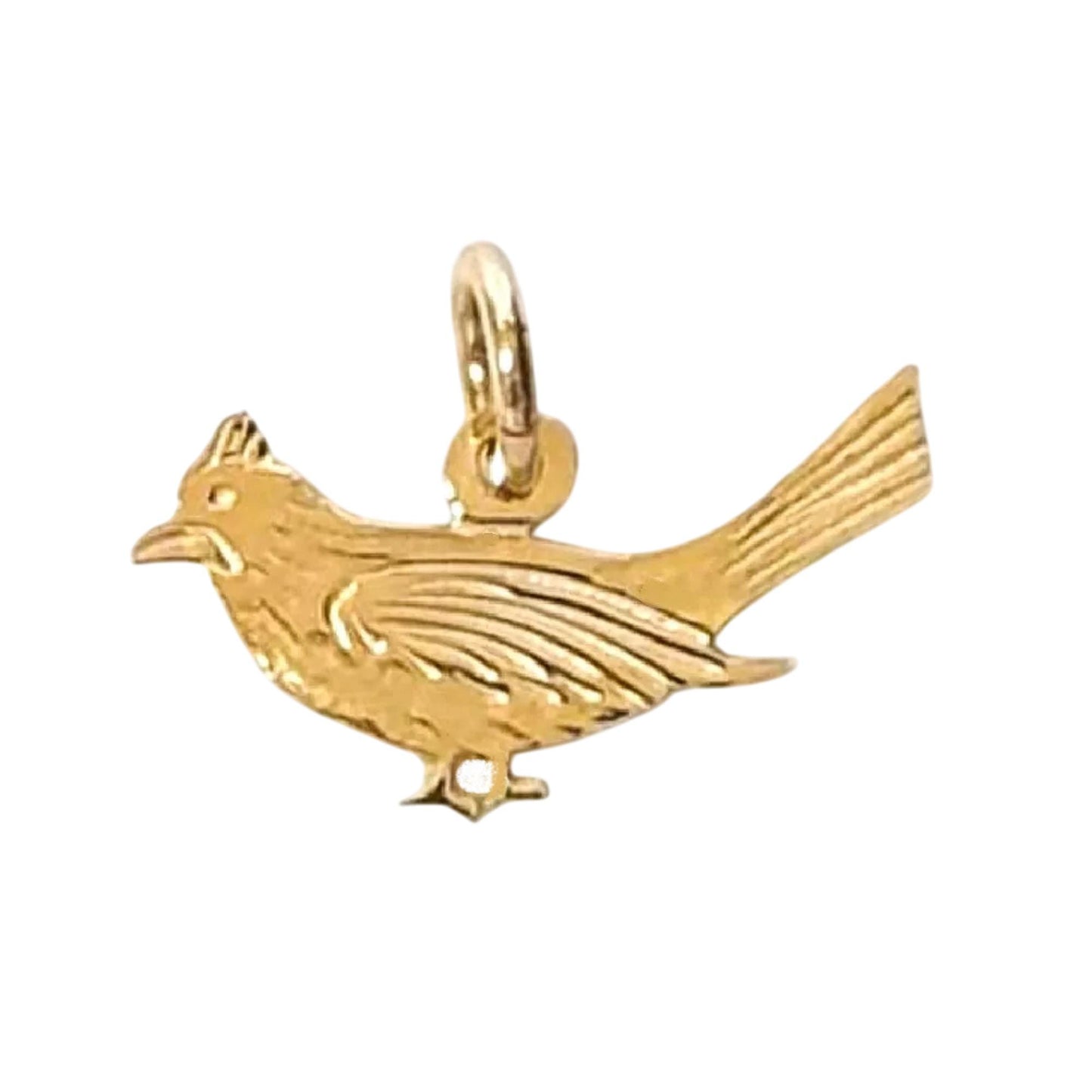 14K Yellow Gold Steller's Jay Bird Small Charm Pendant