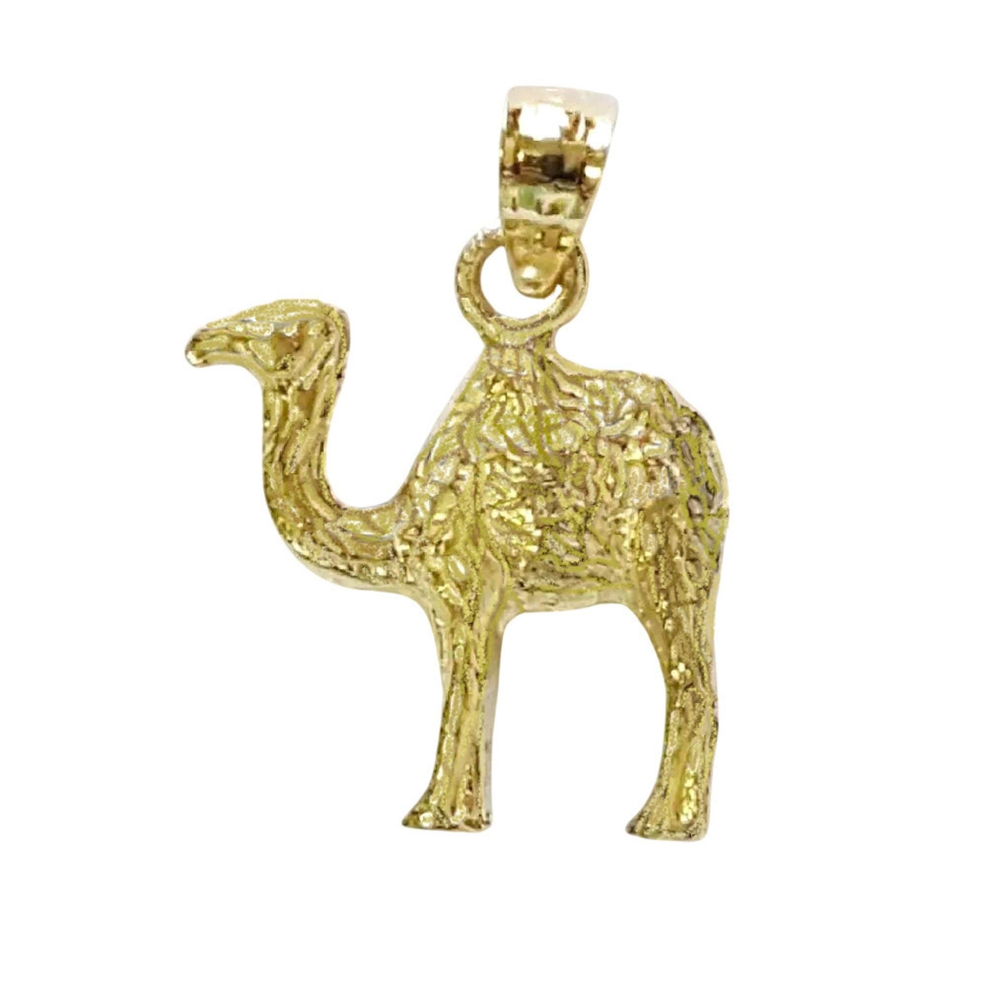 14K Yellow Gold Camel 3D Solid Pendant