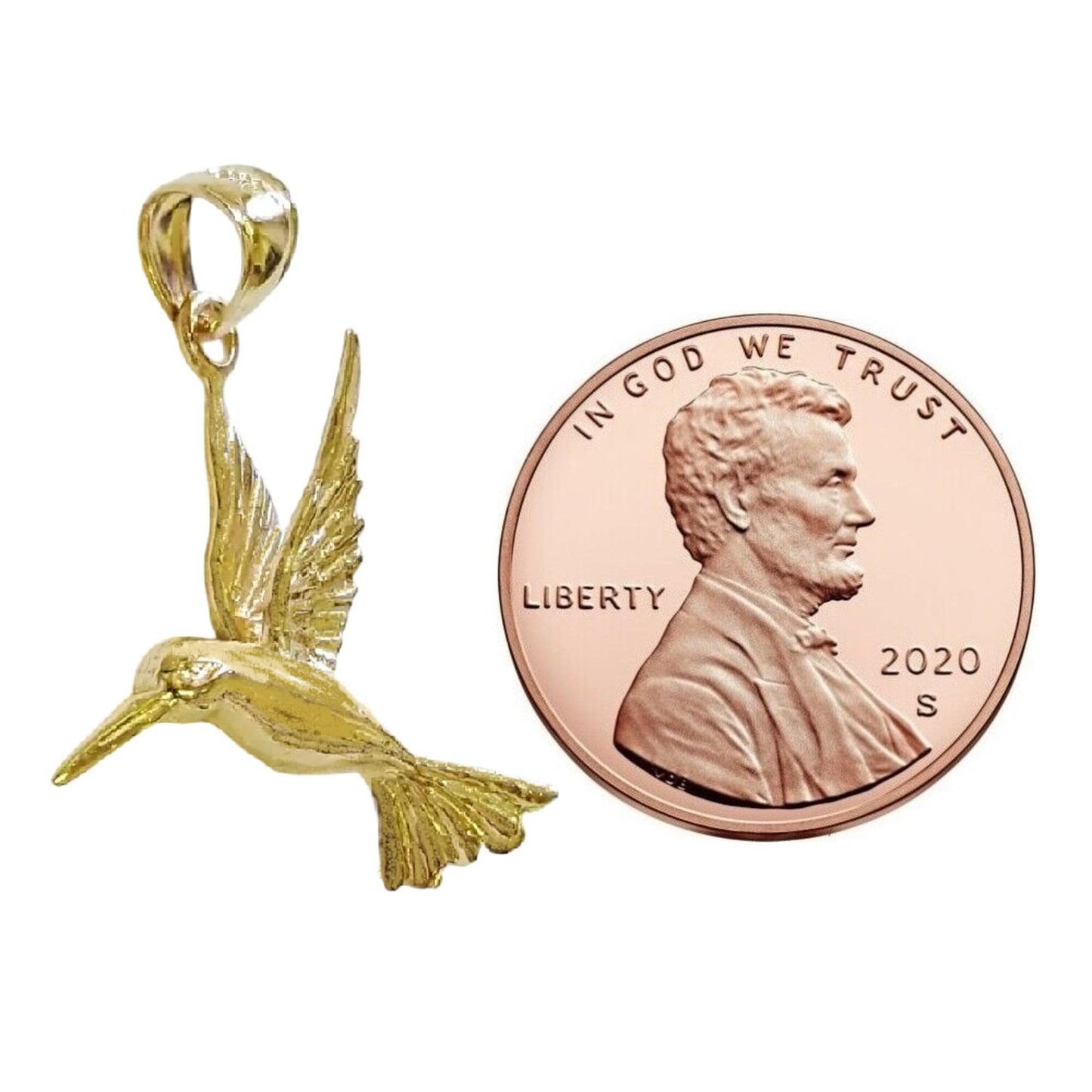 14K Yellow Gold Hummingbird Pendant