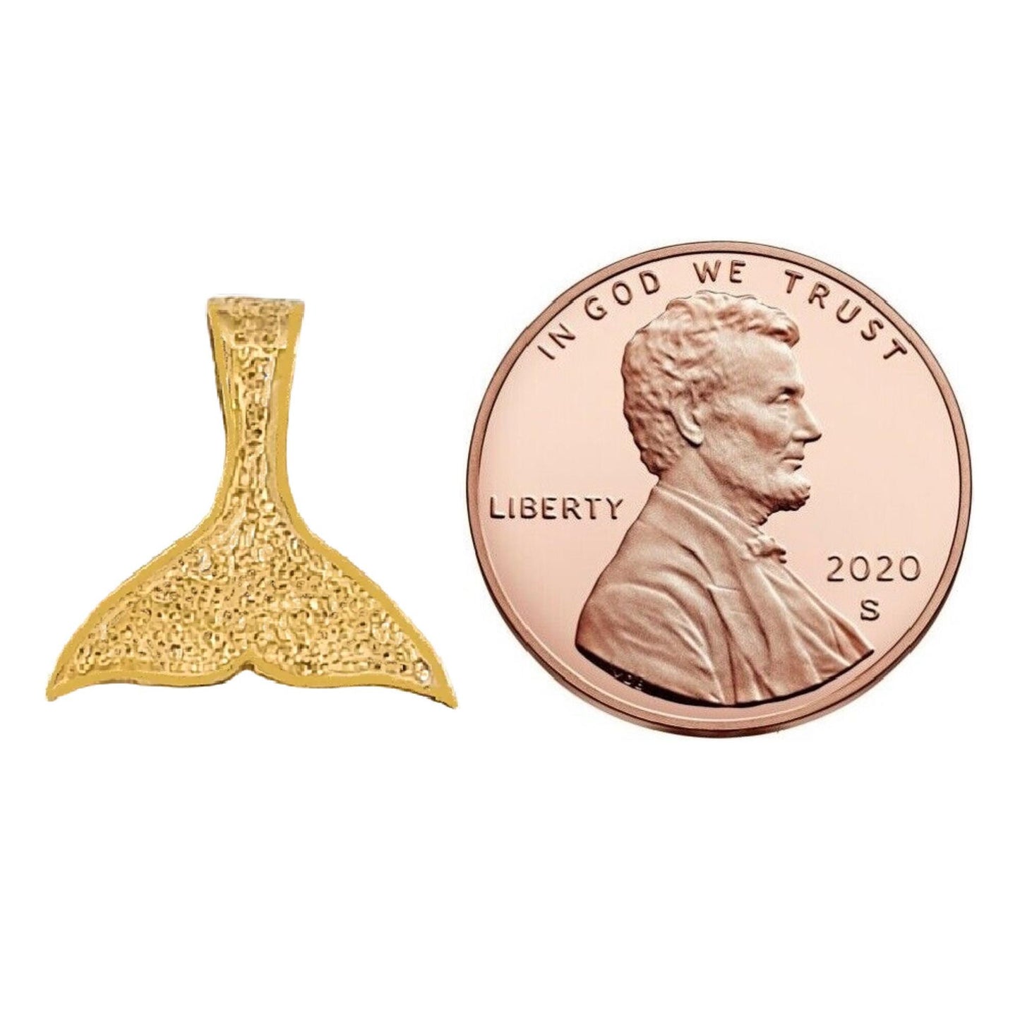 14K Yellow Gold Whale Tail Pendant Charm