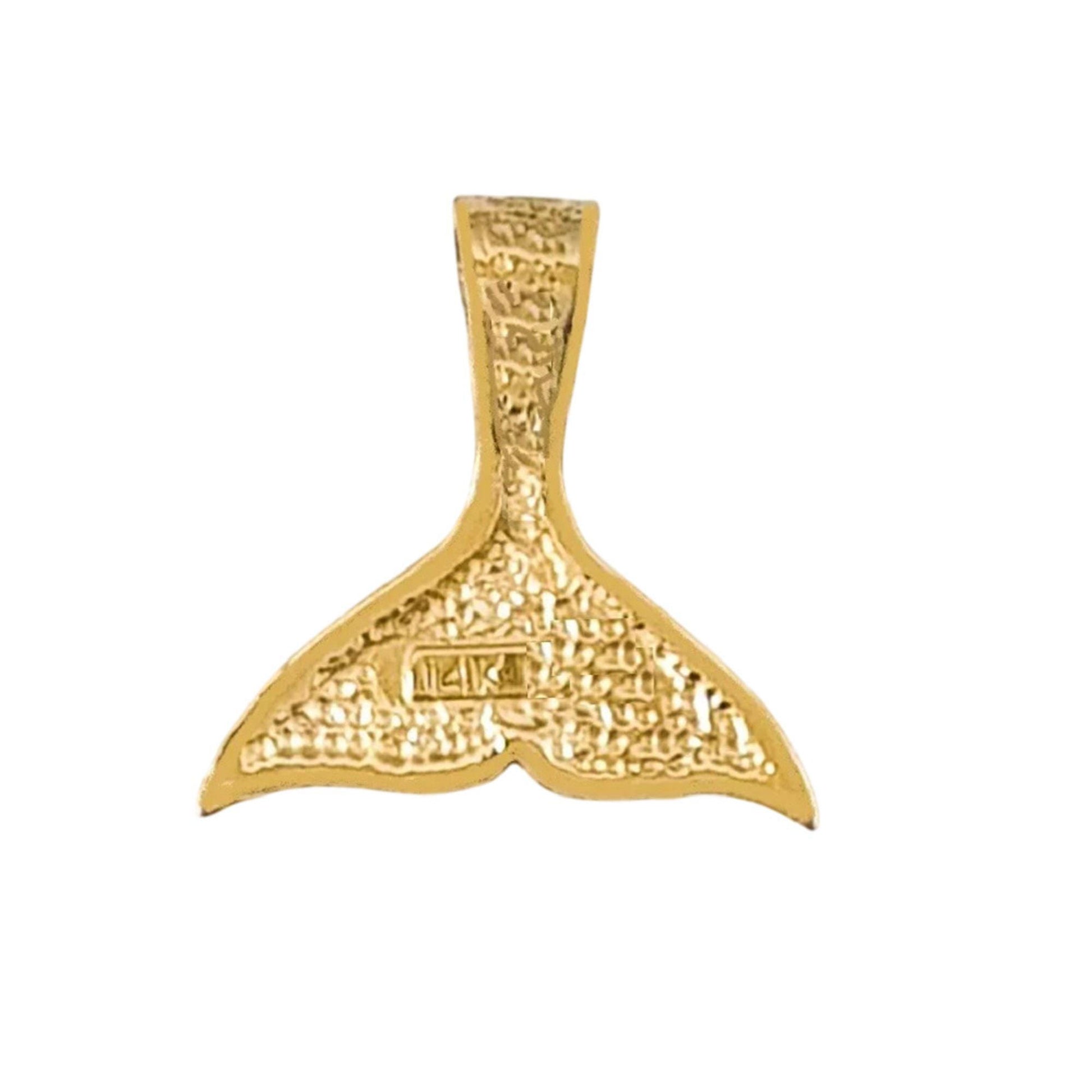 14K Yellow Gold Whale Tail Pendant Charm