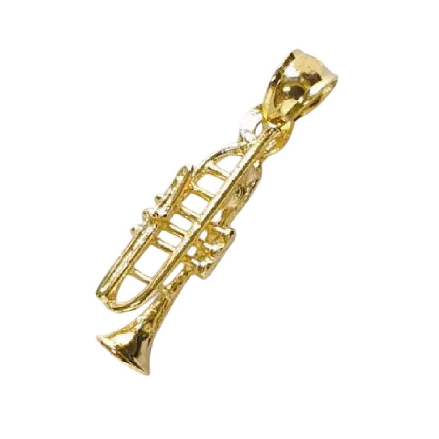 14K Yellow Gold Trumpet 3D Musical Pendant
