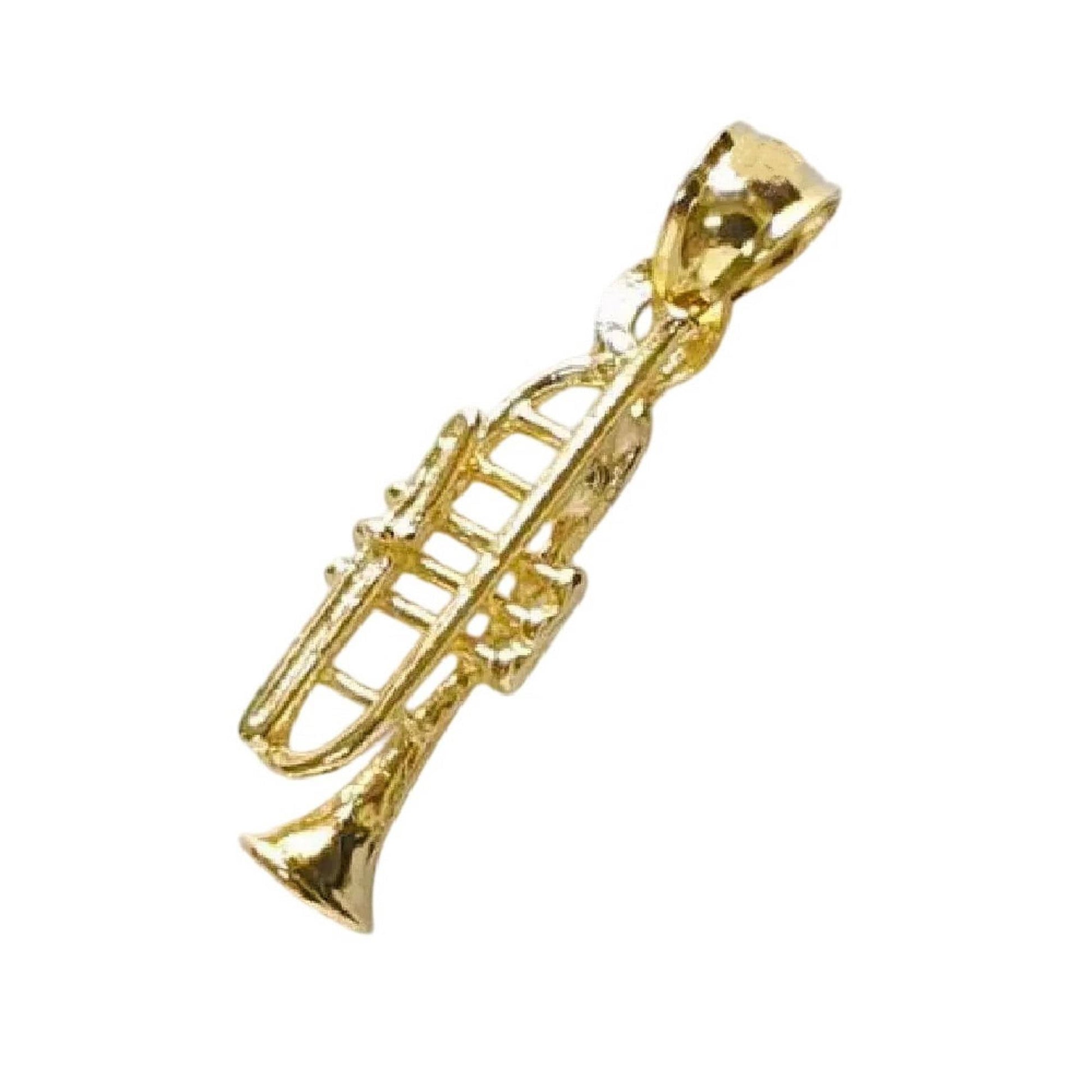 14K Yellow Gold Trumpet 3D Musical Pendant