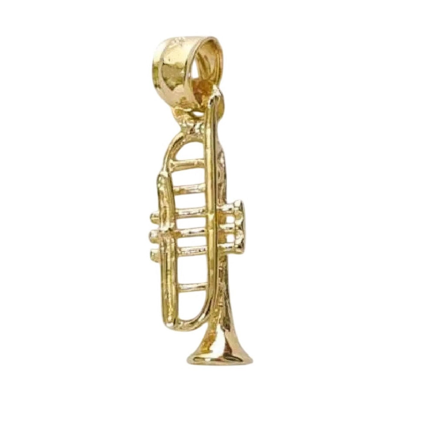 14K Yellow Gold Trumpet 3D Musical Pendant