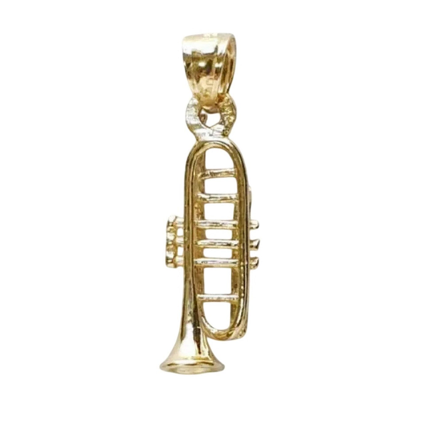 14K Yellow Gold Trumpet 3D Musical Pendant