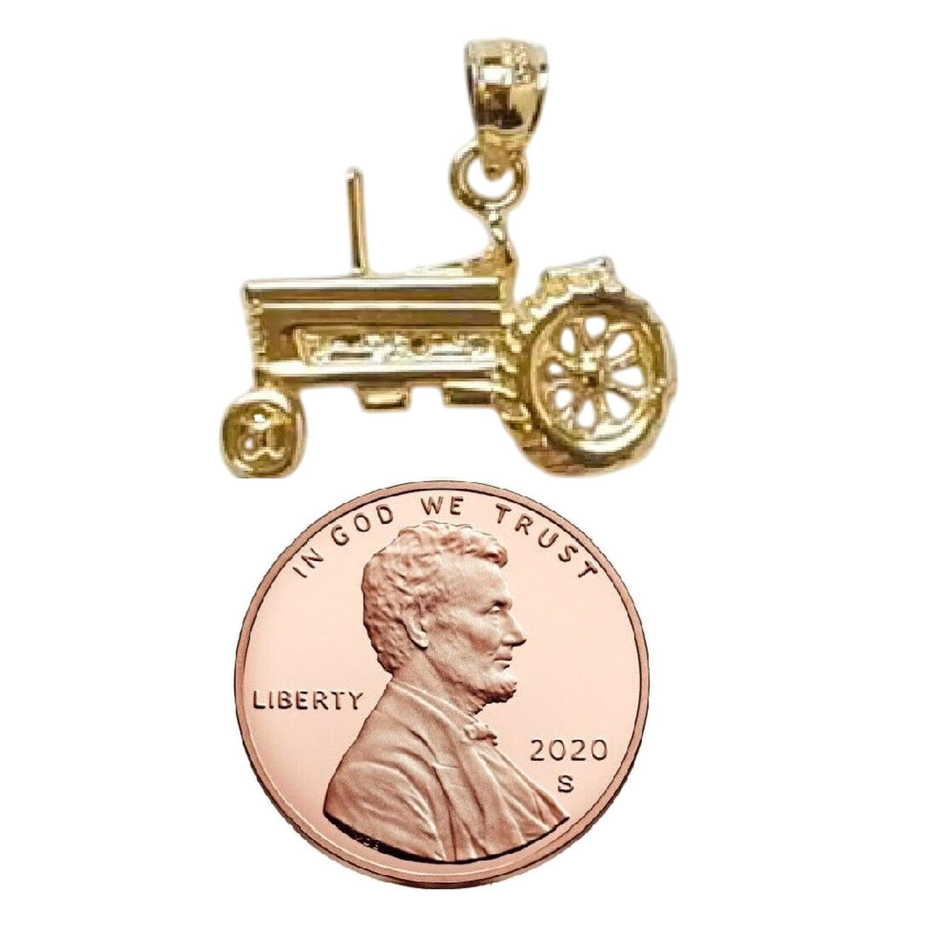 14K Yellow Gold Tractor Pendant