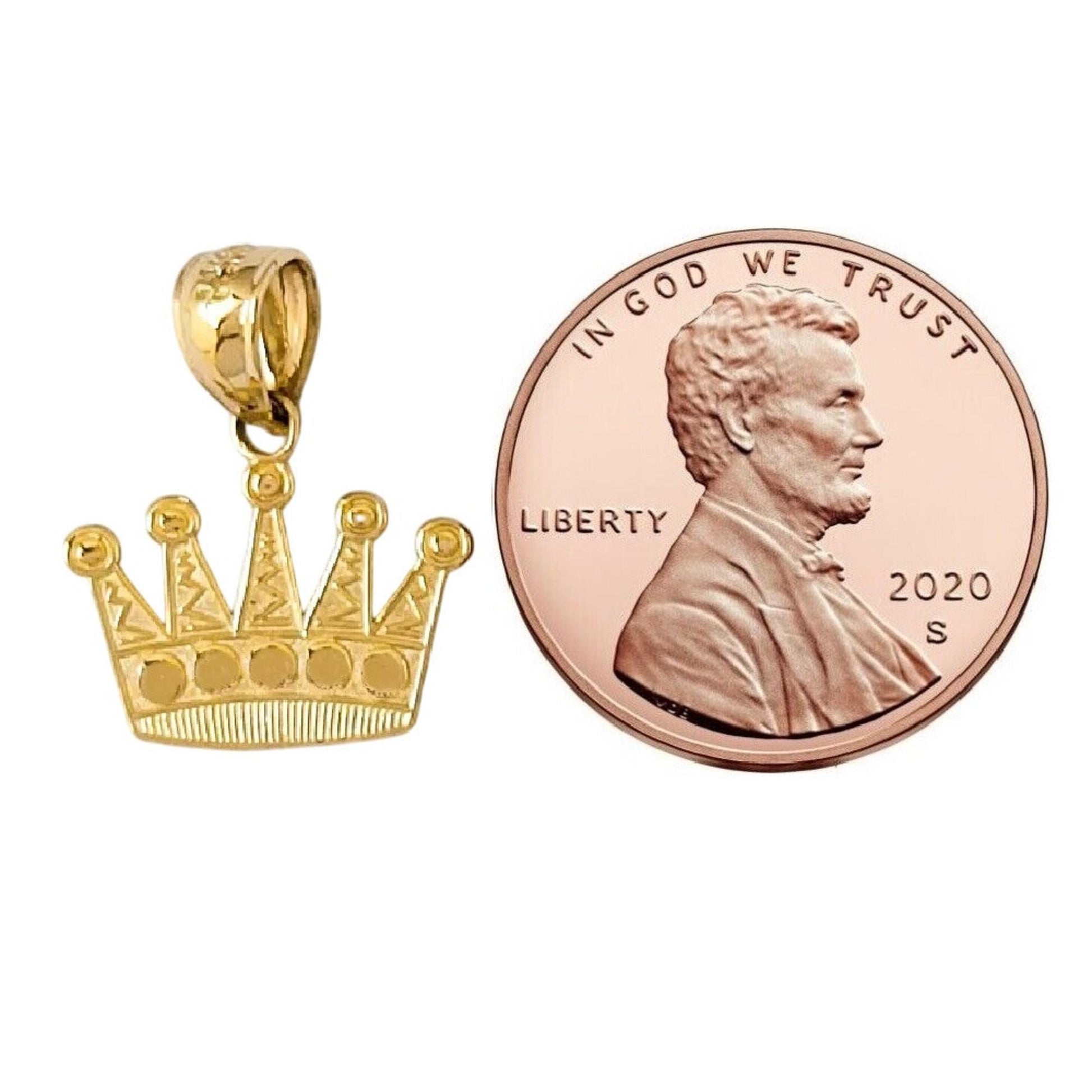 14K Yellow Gold Crown Pendant Charm