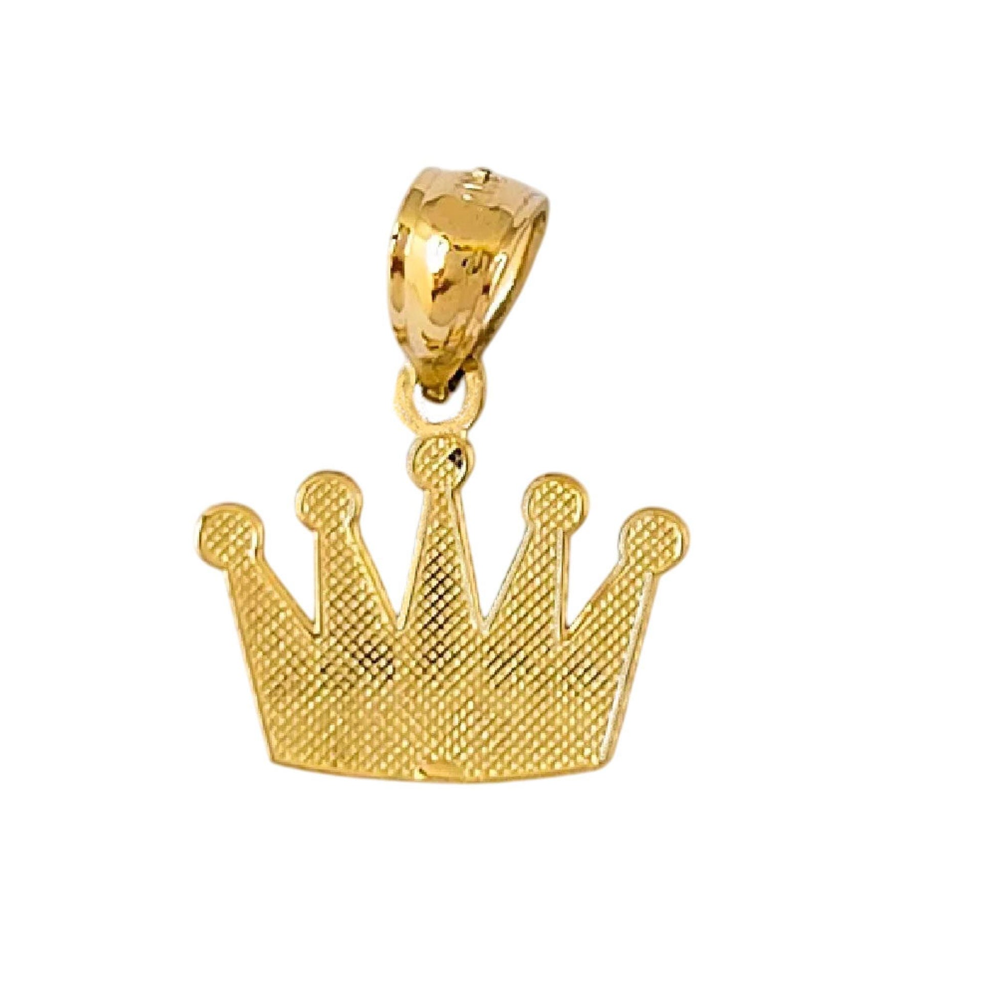 14K Yellow Gold Crown Pendant Charm