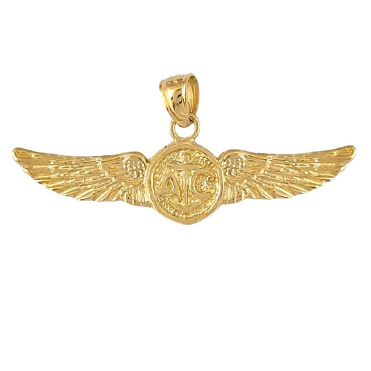 14K Yellow Gold Navy Air Crew Pendant