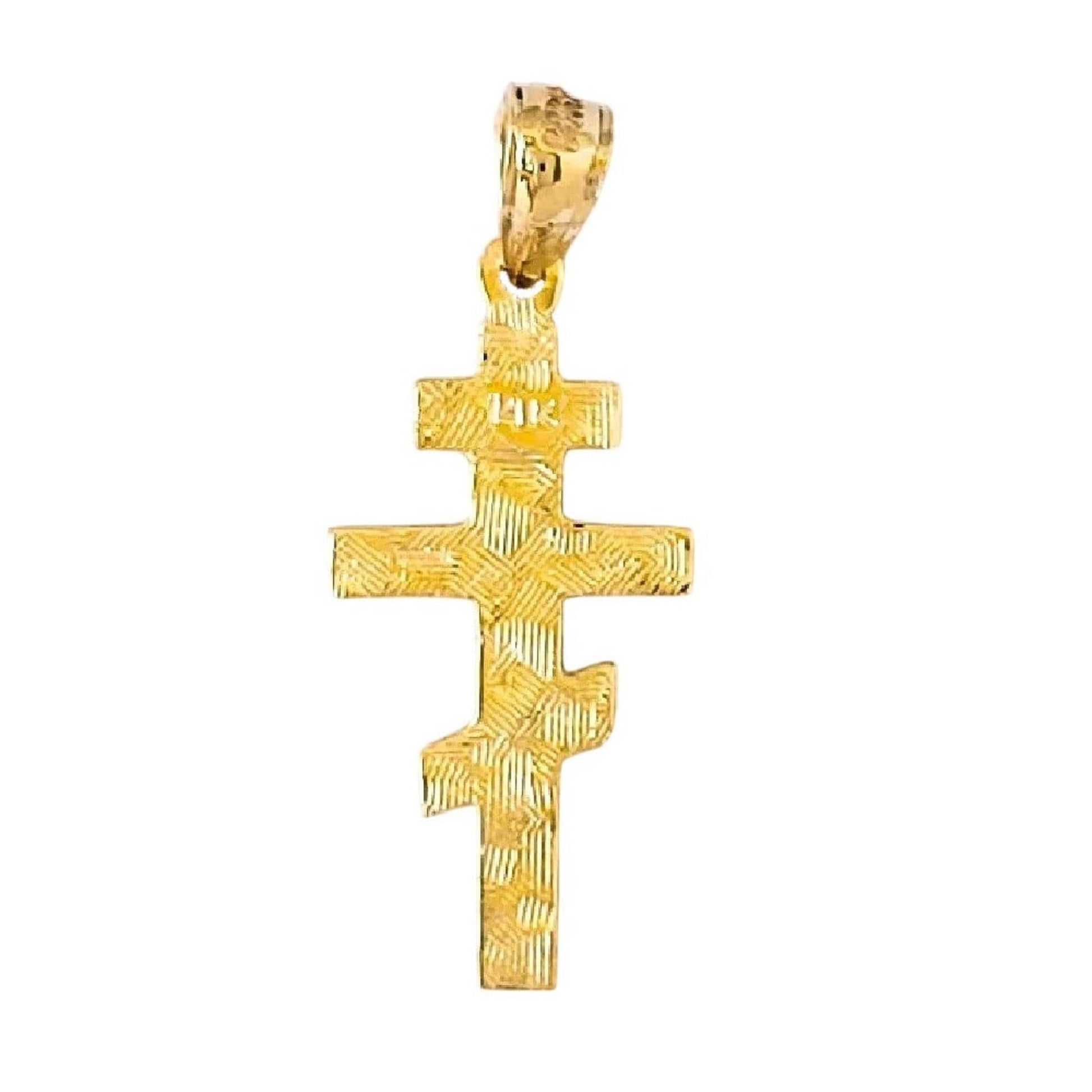 14k Yellow Gold Eastern Orthodox Cross Pendant