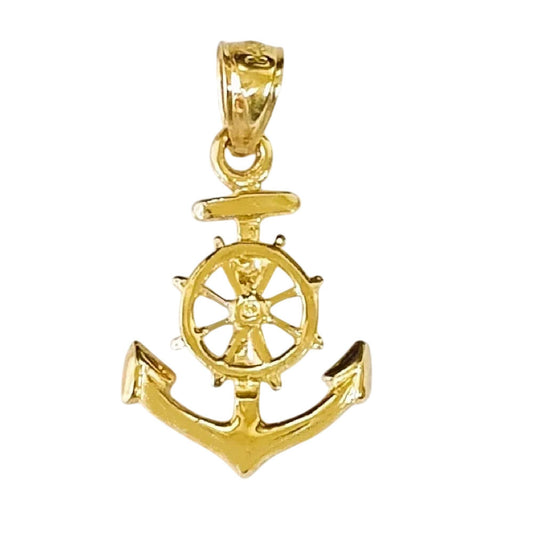 14K Yellow Gold Anchor Pendant