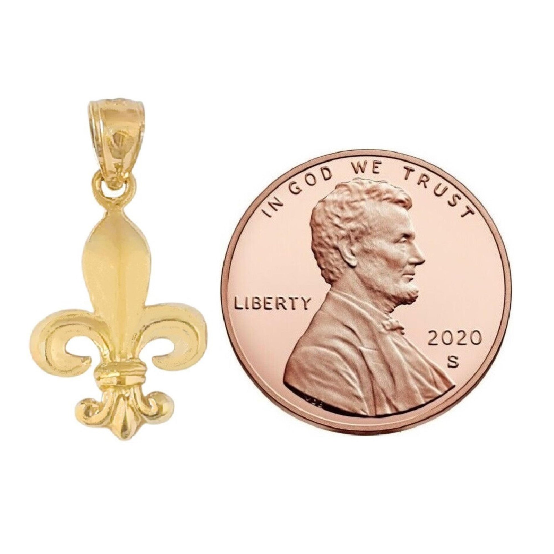 14K Yellow Gold Fleur De Lis Pendant
