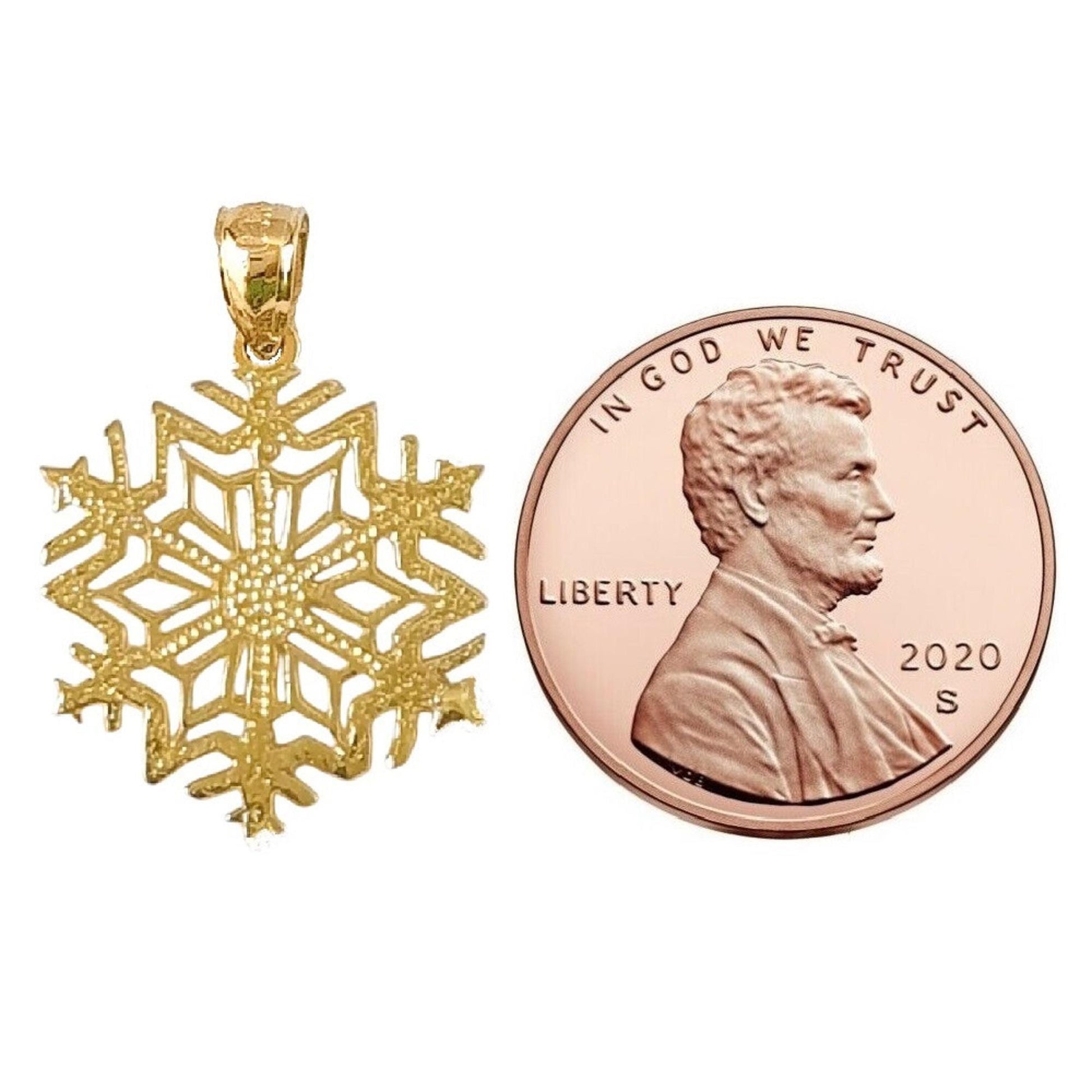 14K Yellow Gold Snowflake Pendant