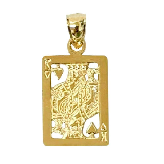 14K Yellow Gold King Playing Card Pendant