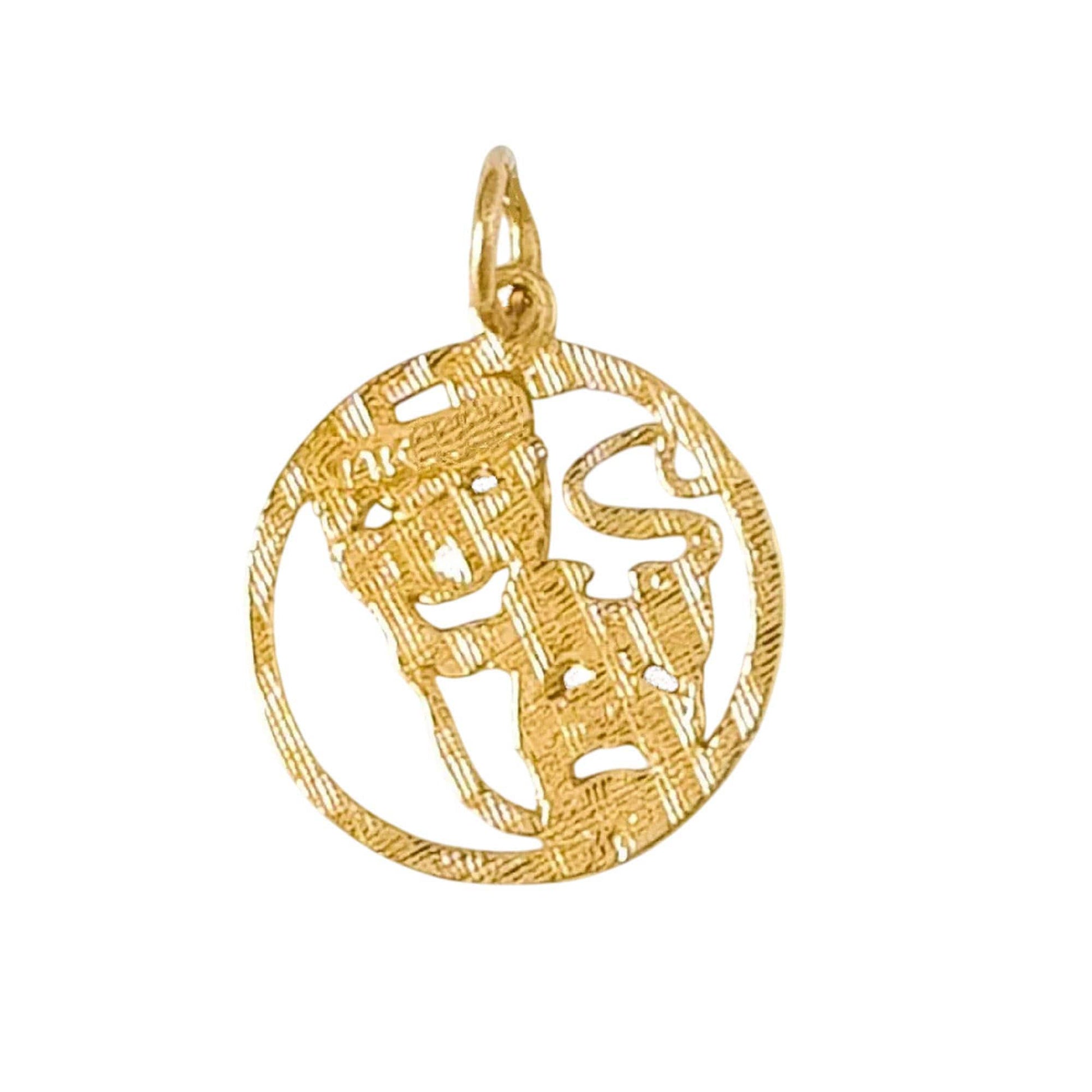 14K Yellow Gold Laugh Now, Cry Later Drama Mask Pendant Charm