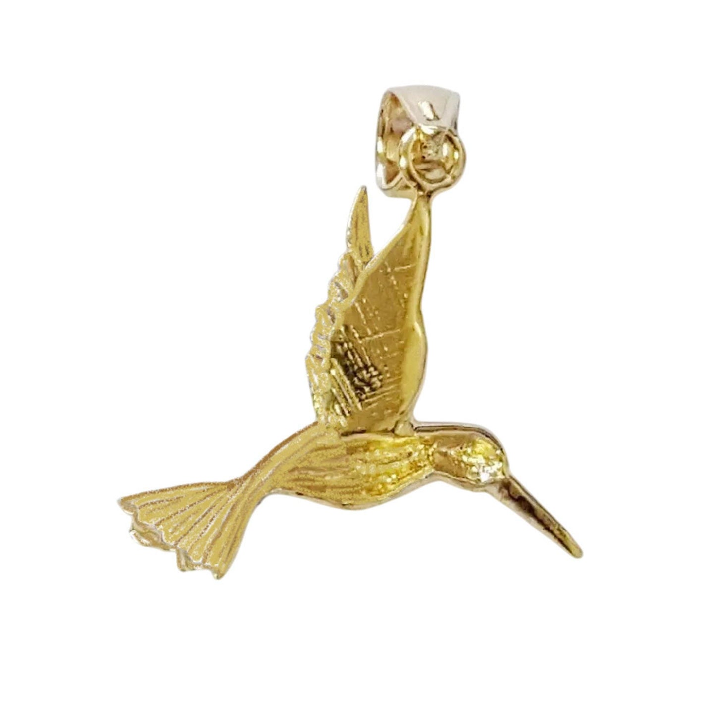14K Yellow Gold Hummingbird Pendant
