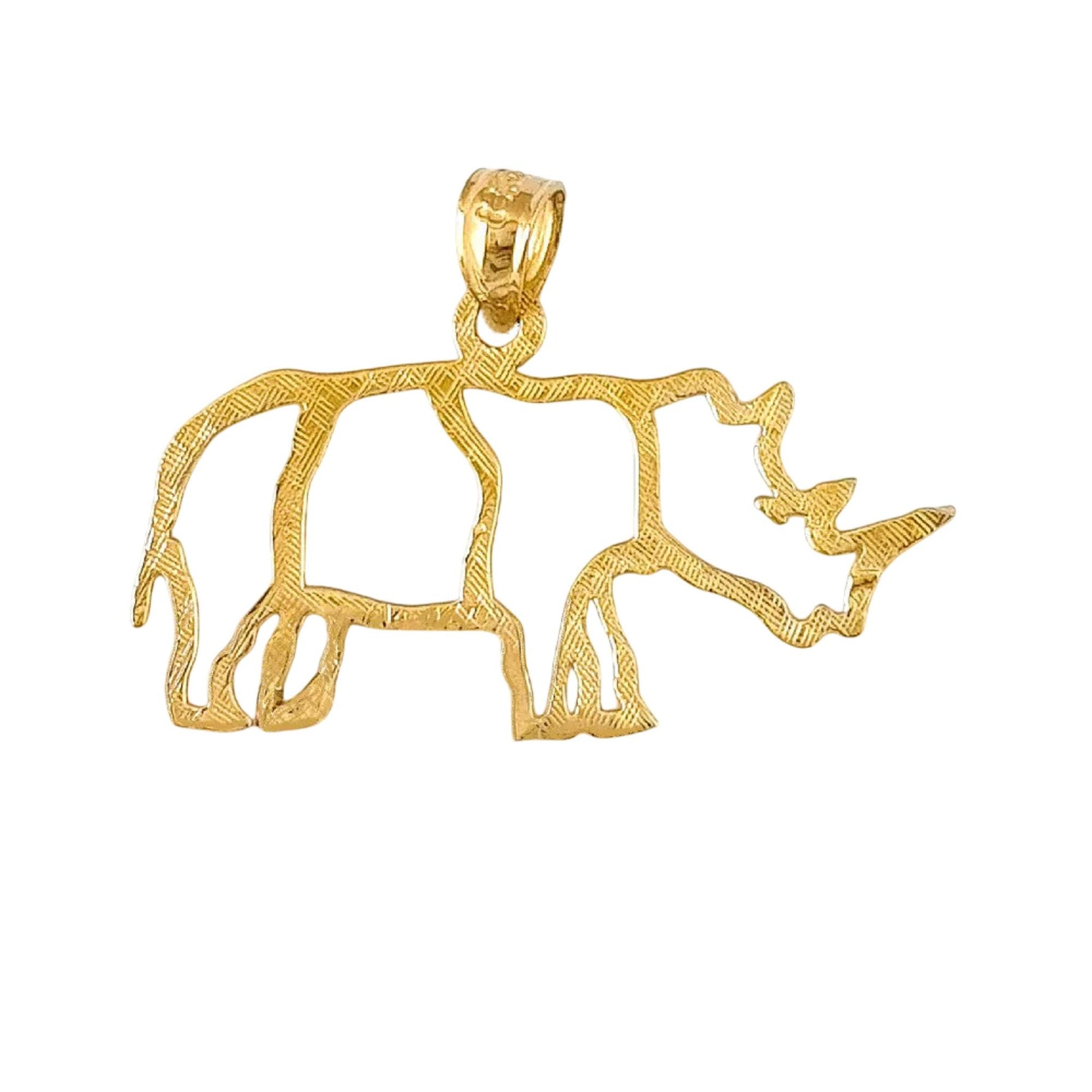 14K Yellow Gold Rhinoceros, Rhino Pendant