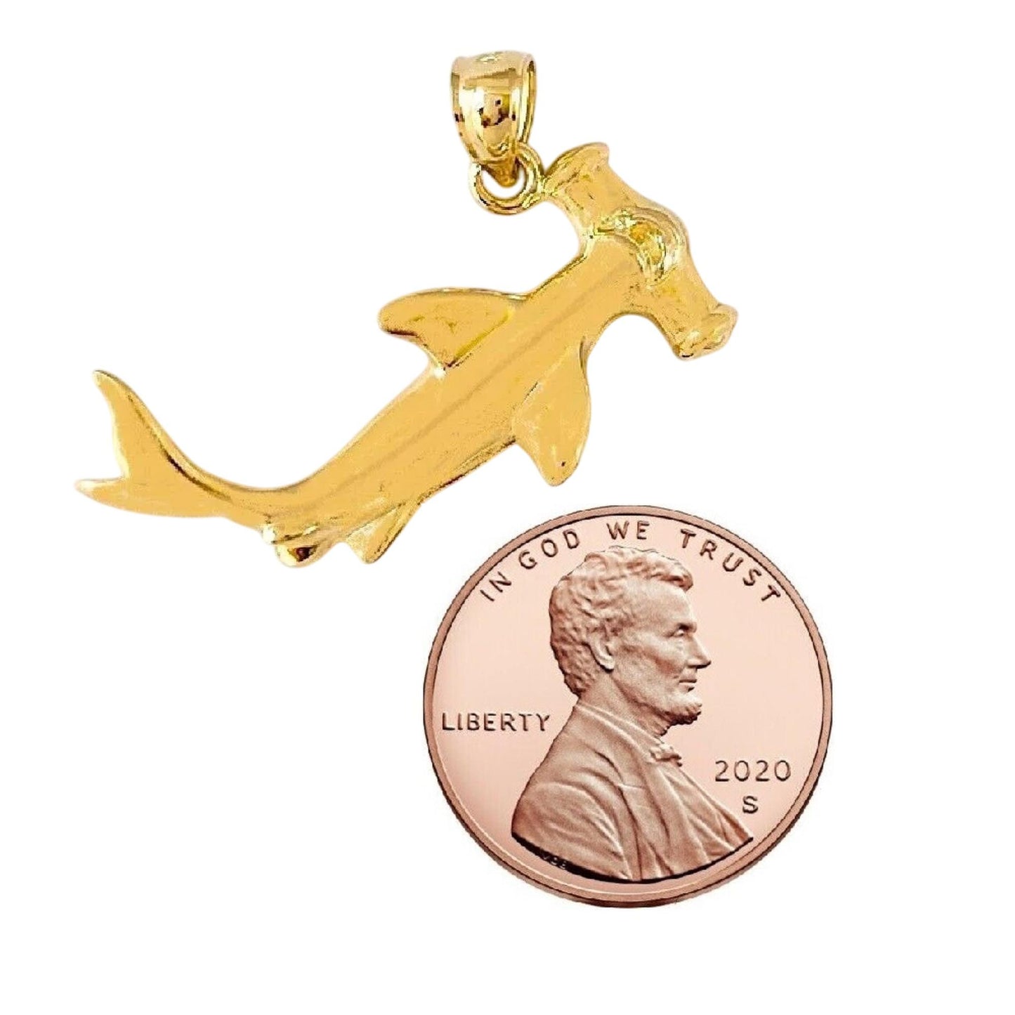 14K Yellow Gold Hammerhead Shark Pendant