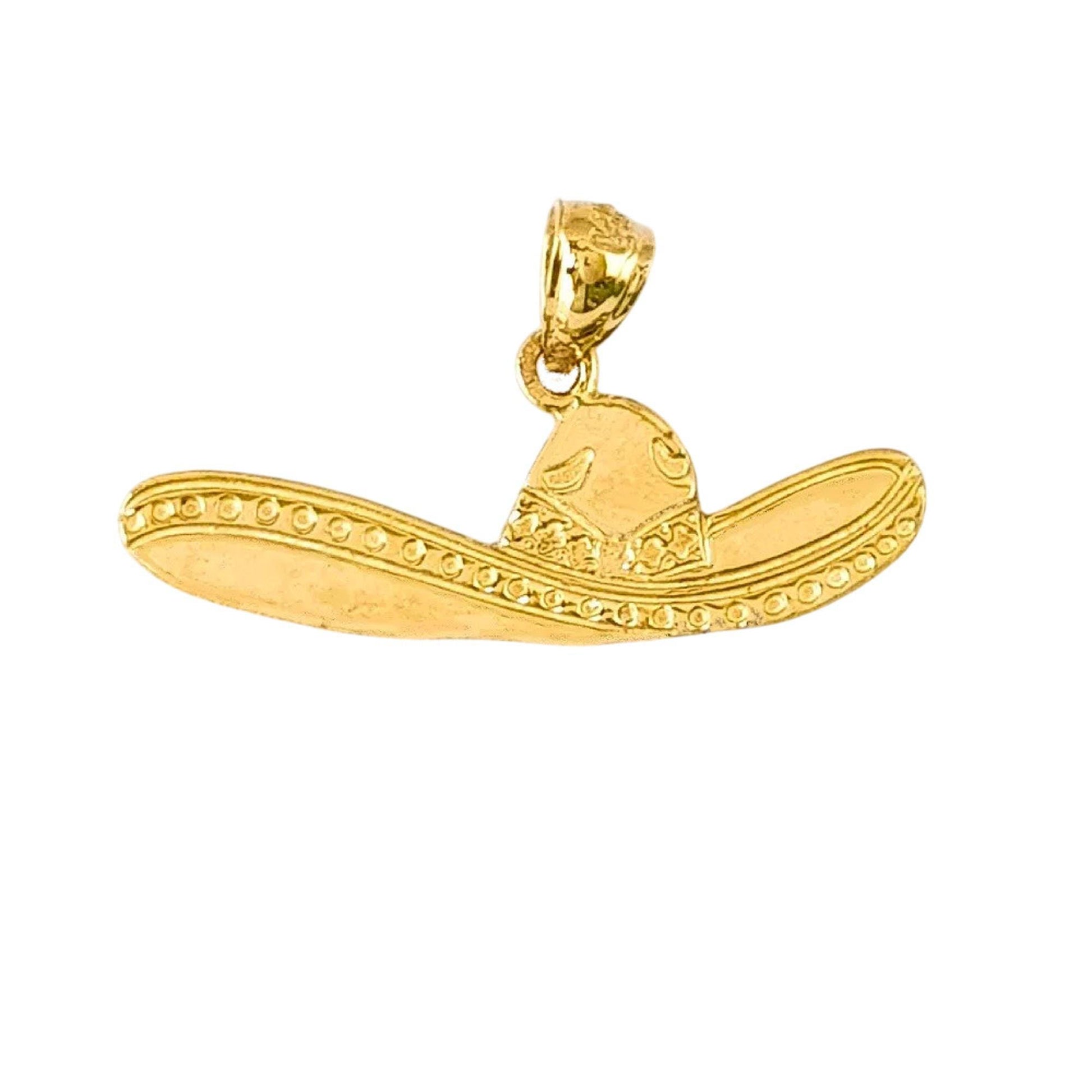 14K Yellow Gold Cowboy Hat, Sombrero Pendant