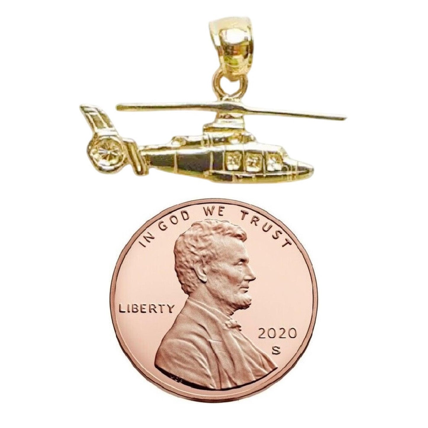 14K Yellow Gold Helicopter Pendant