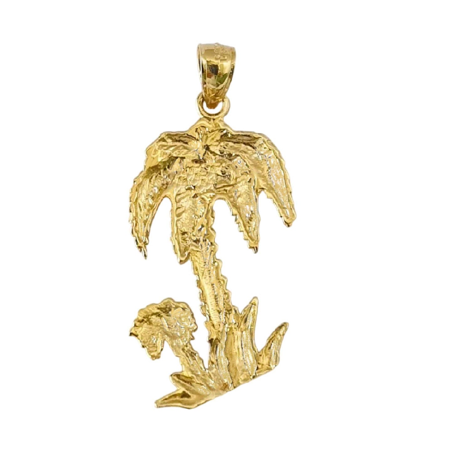 14K Yellow Gold Palm Tree Large Pendant