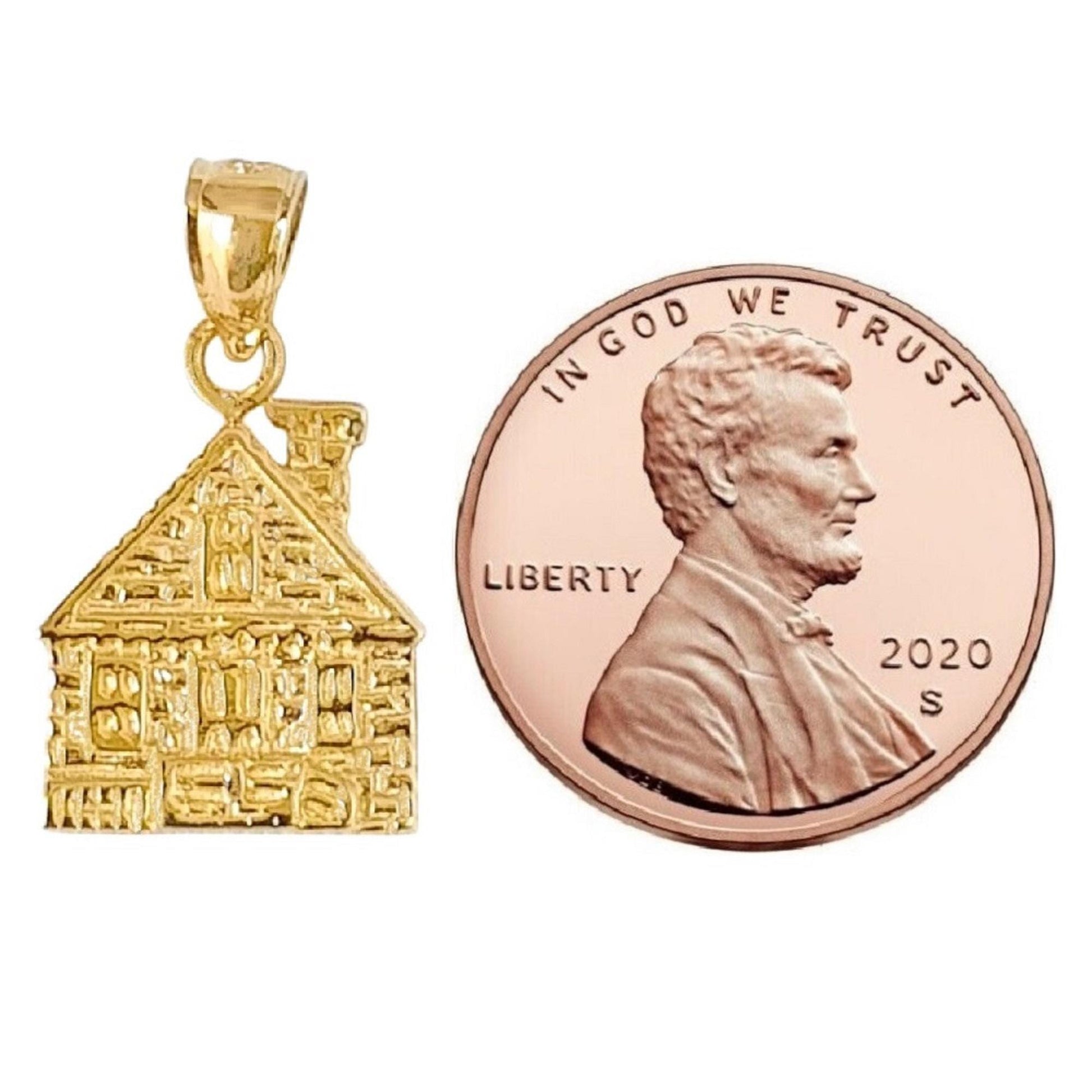 14K Yellow Gold House Pendant
