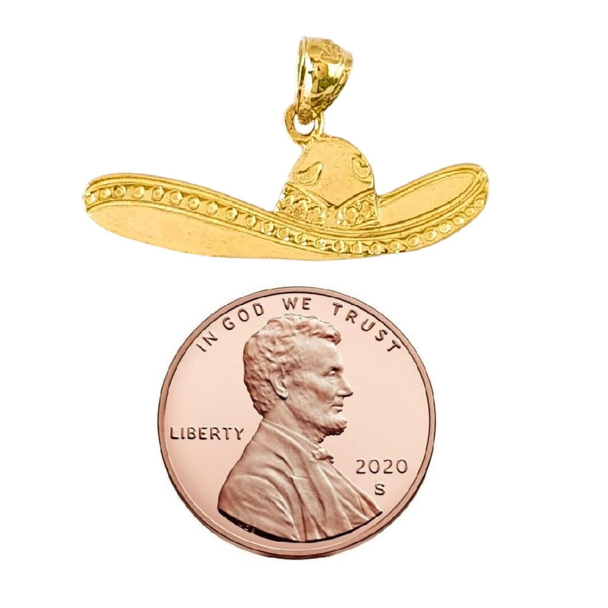 14K Yellow Gold Cowboy Hat, Sombrero Pendant