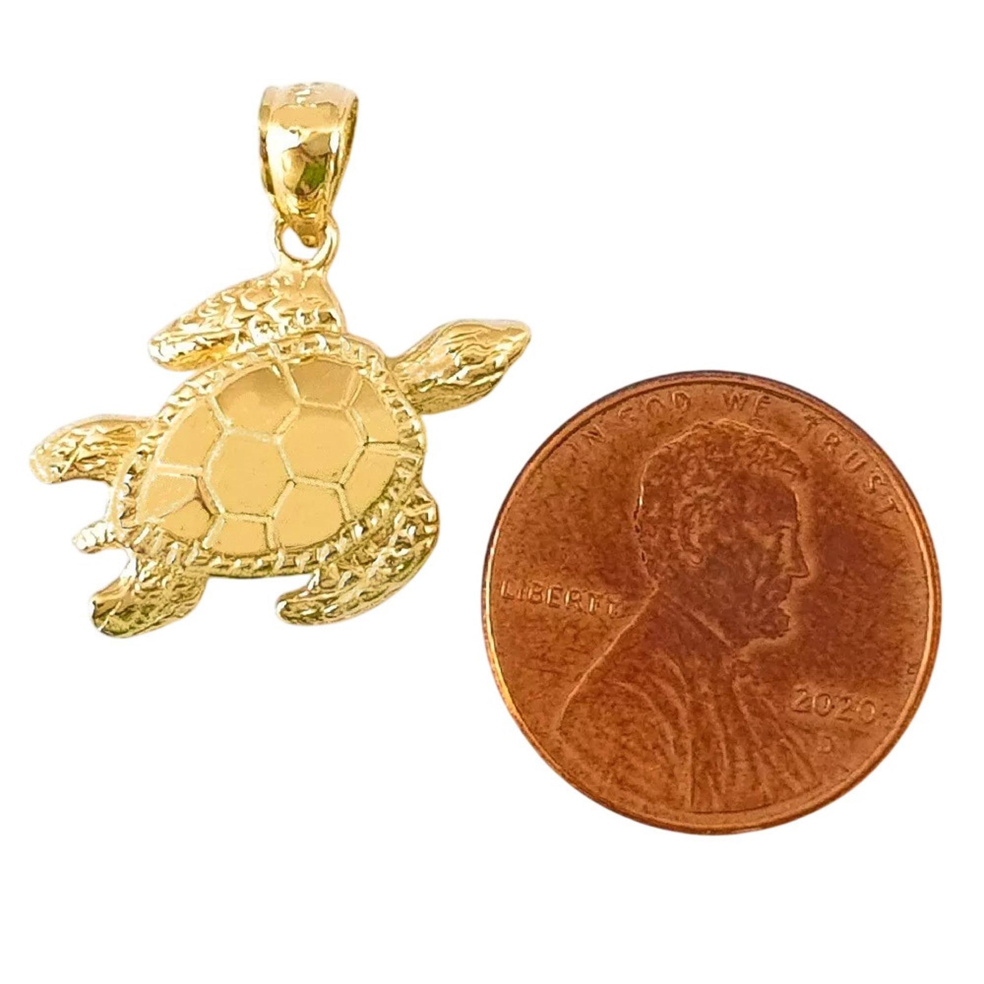 14K Yellow Gold Turtle Pendant