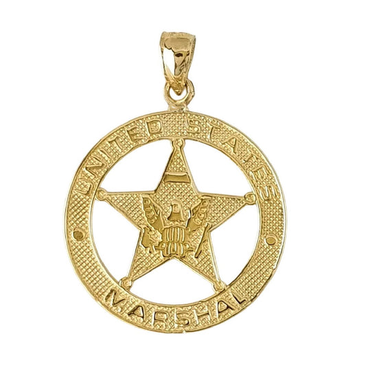 14k Yellow Gold MARSHAL Badge Pendant