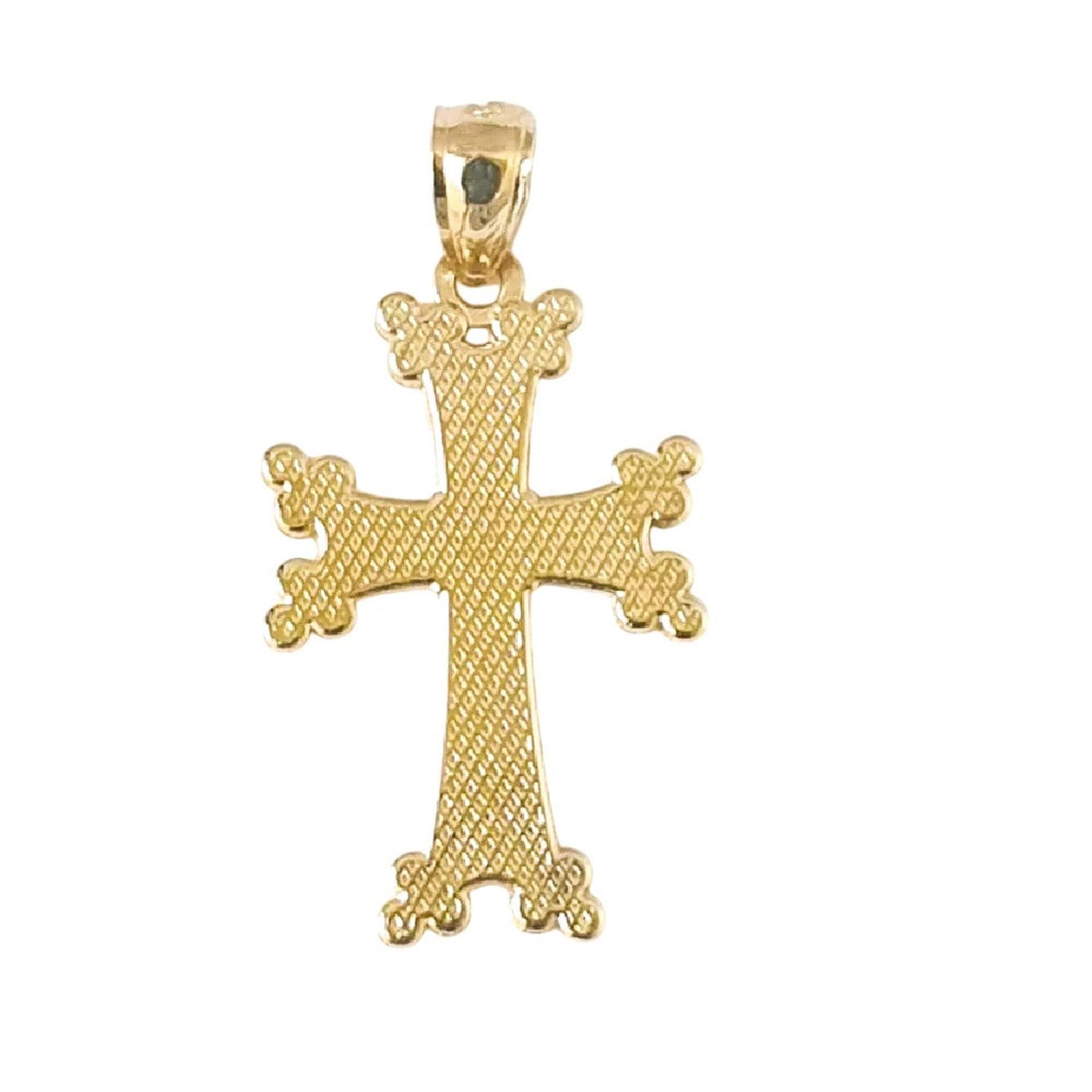 14K Yellow Gold Textured Armenian Apostolic Cross Pendant