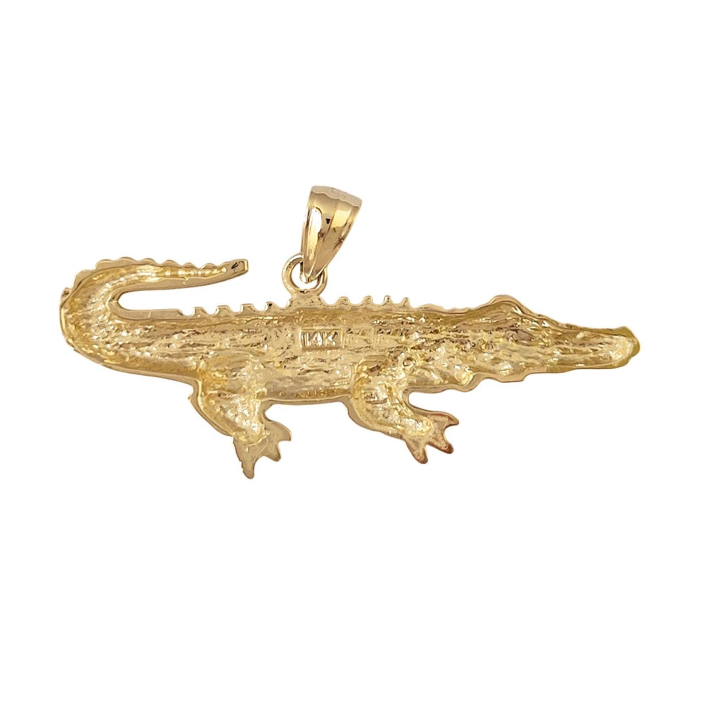 14K Yellow Gold Alligator Crocodile Pendant