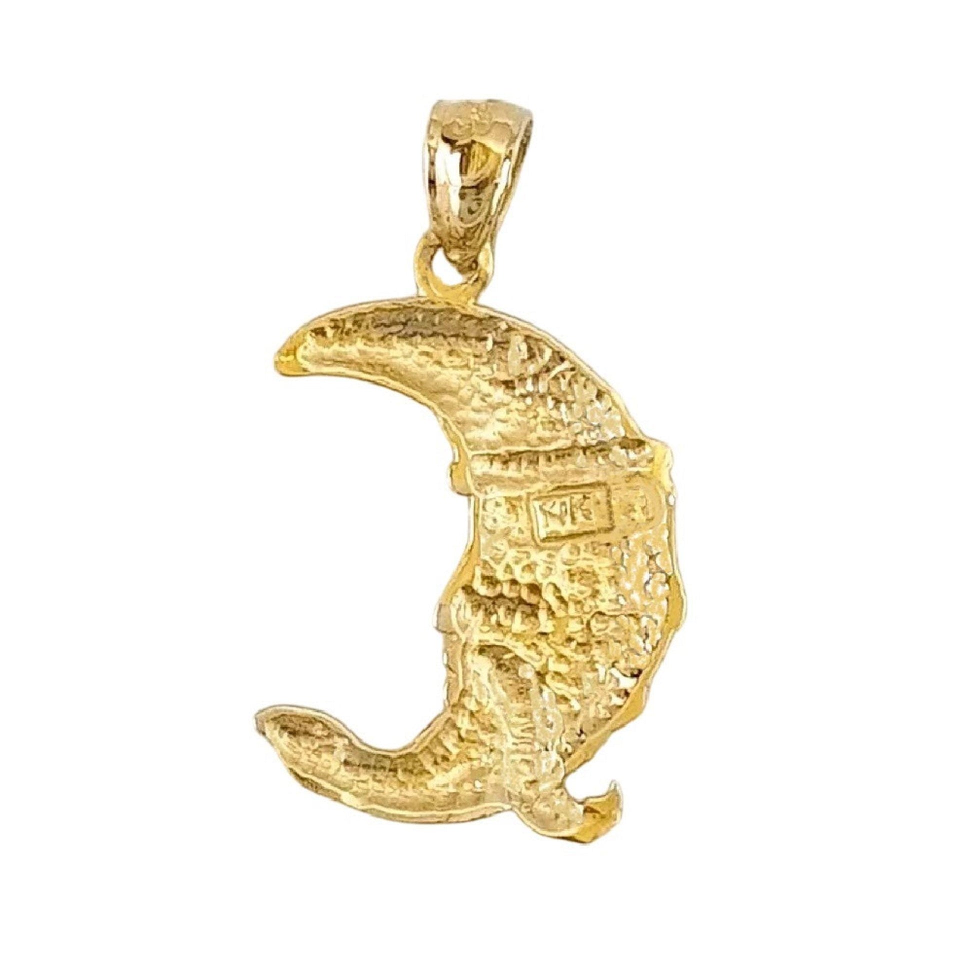 14K Yellow Gold Crescent Moon Pendant