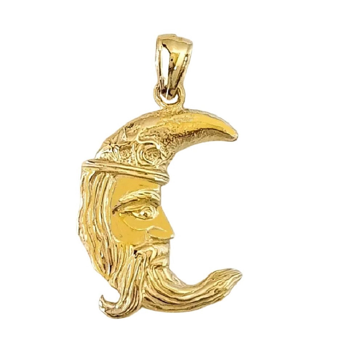 14K Yellow Gold Crescent Moon Pendant