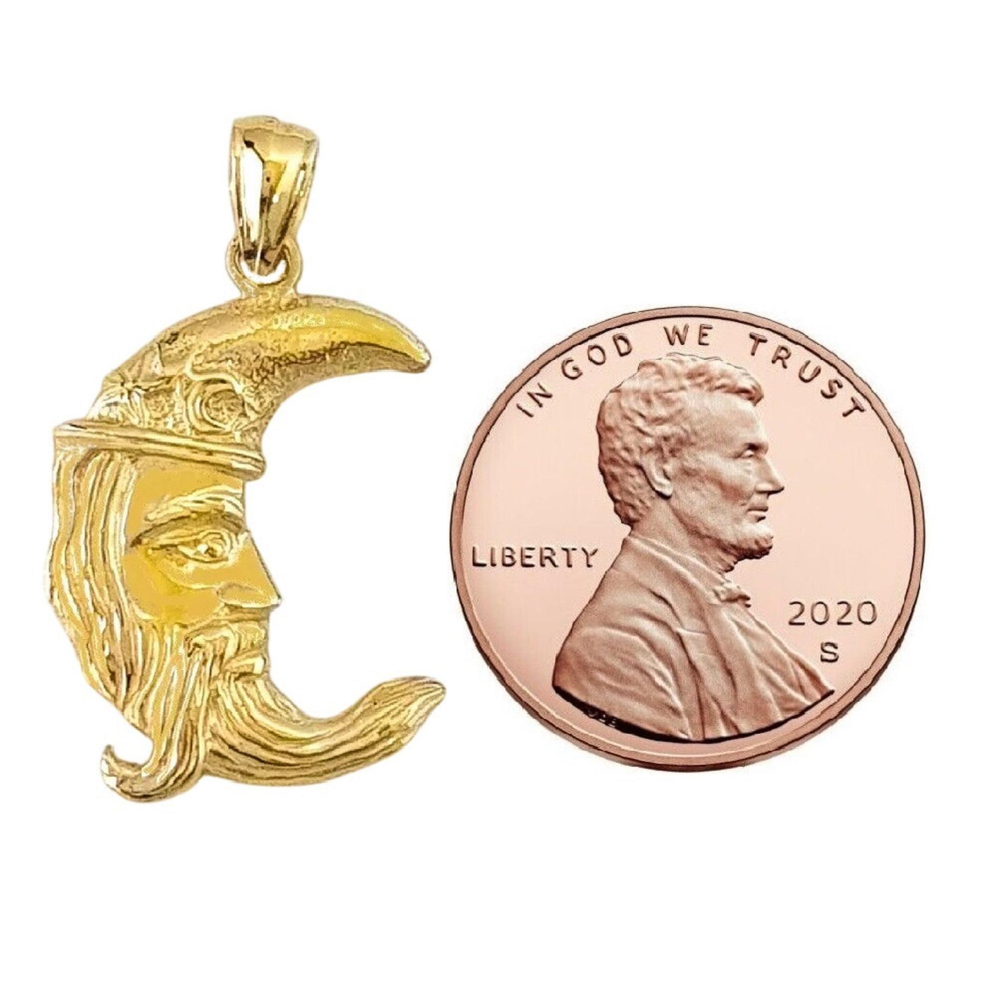 14K Yellow Gold Crescent Moon Pendant
