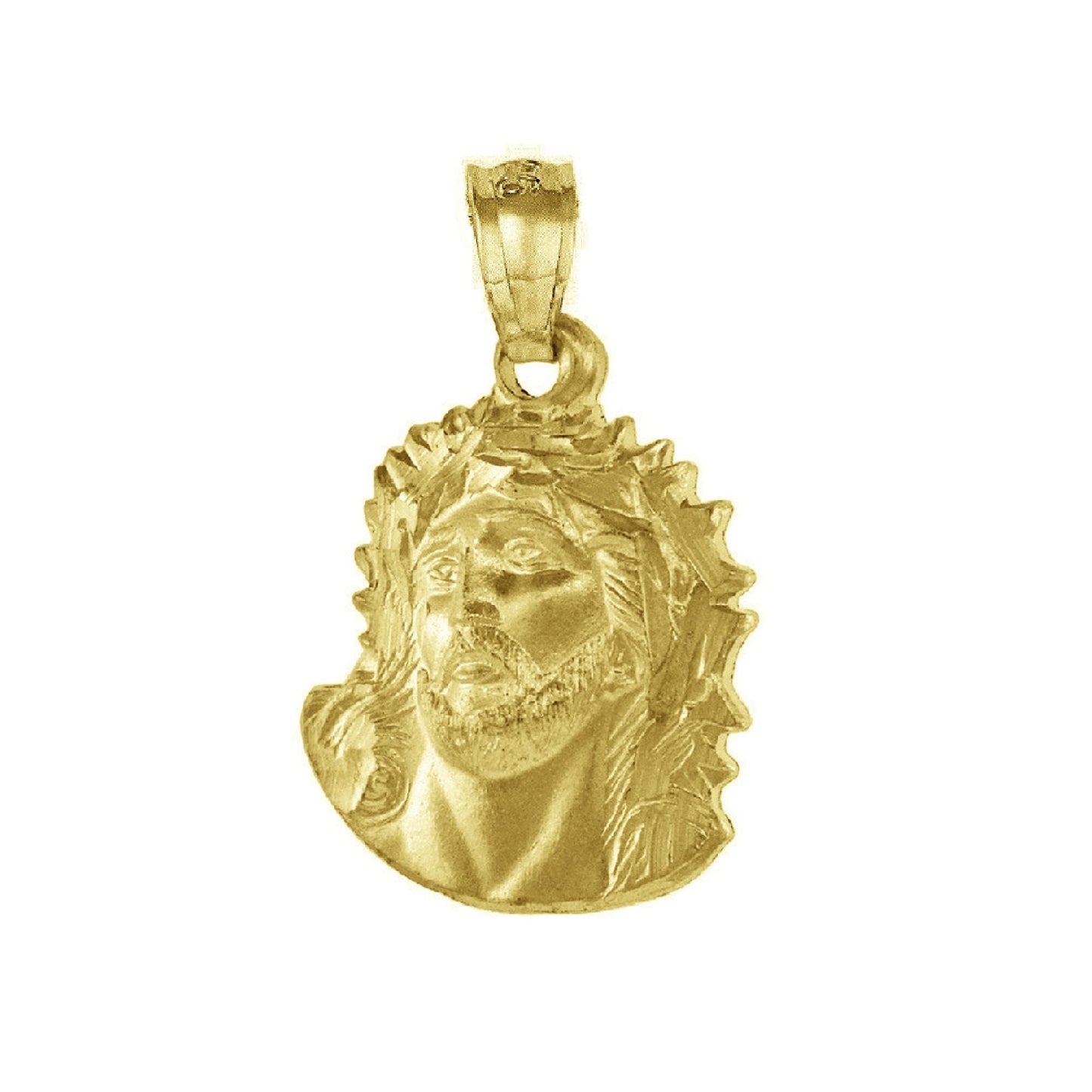 925 Sterling Silver Yellow Gold Plated 1mm Cable Chain Necklace w/ Holy Face of Jesus Crown of Thorns Pendant Charm