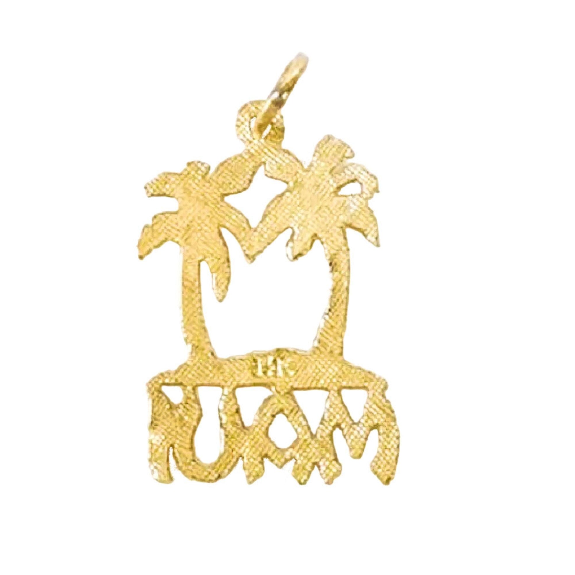 14K Yellow Gold Maui Hawaii Island Palm Tree Pendant