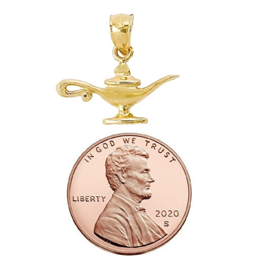14K Yellow Gold Aladdin Gene Lamp Pendant