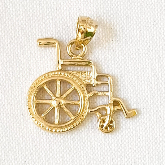 14K Yellow Gold Wheelchair Pendant