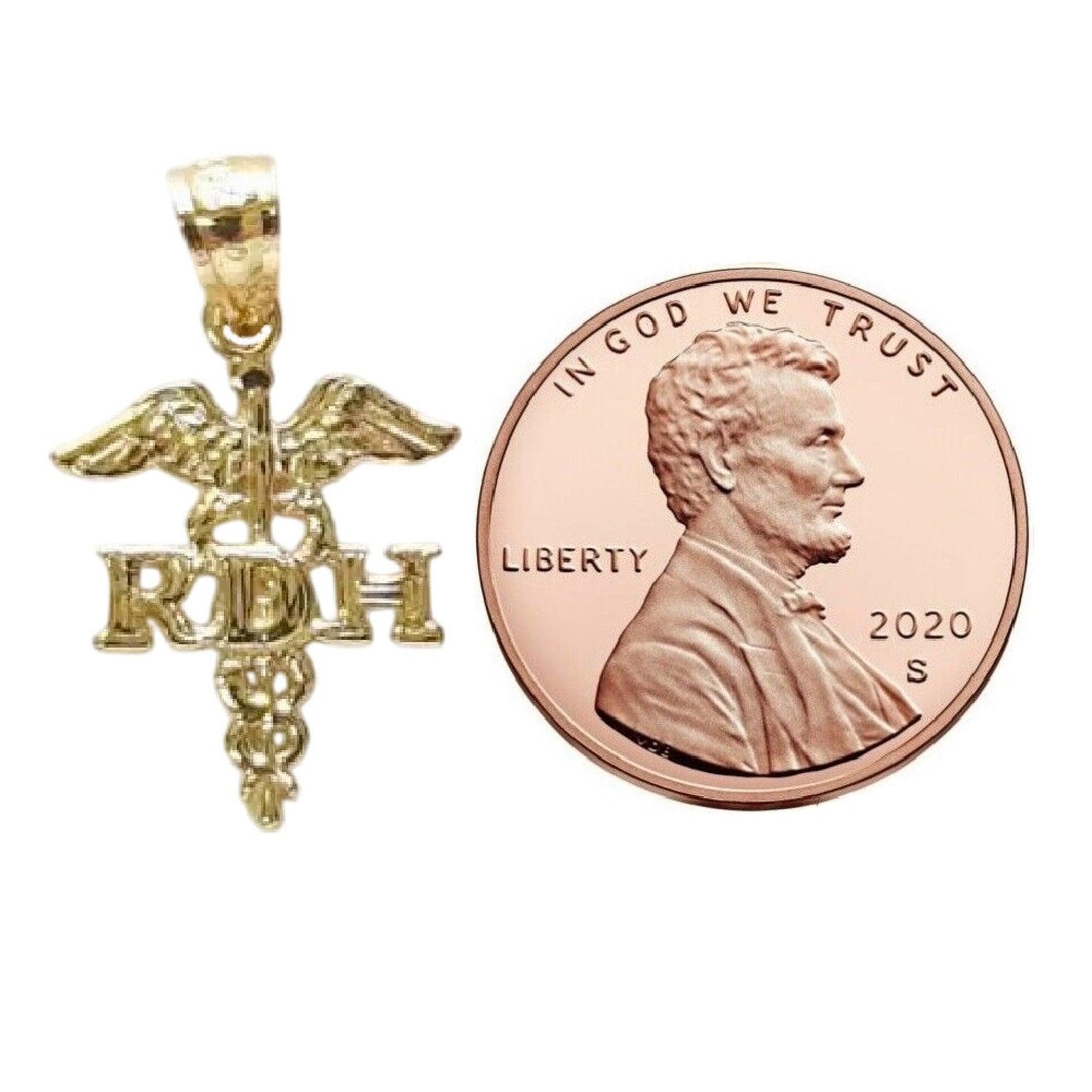 14K Yellow Gold RDH Registered Dental Hygienist Medical Pendant