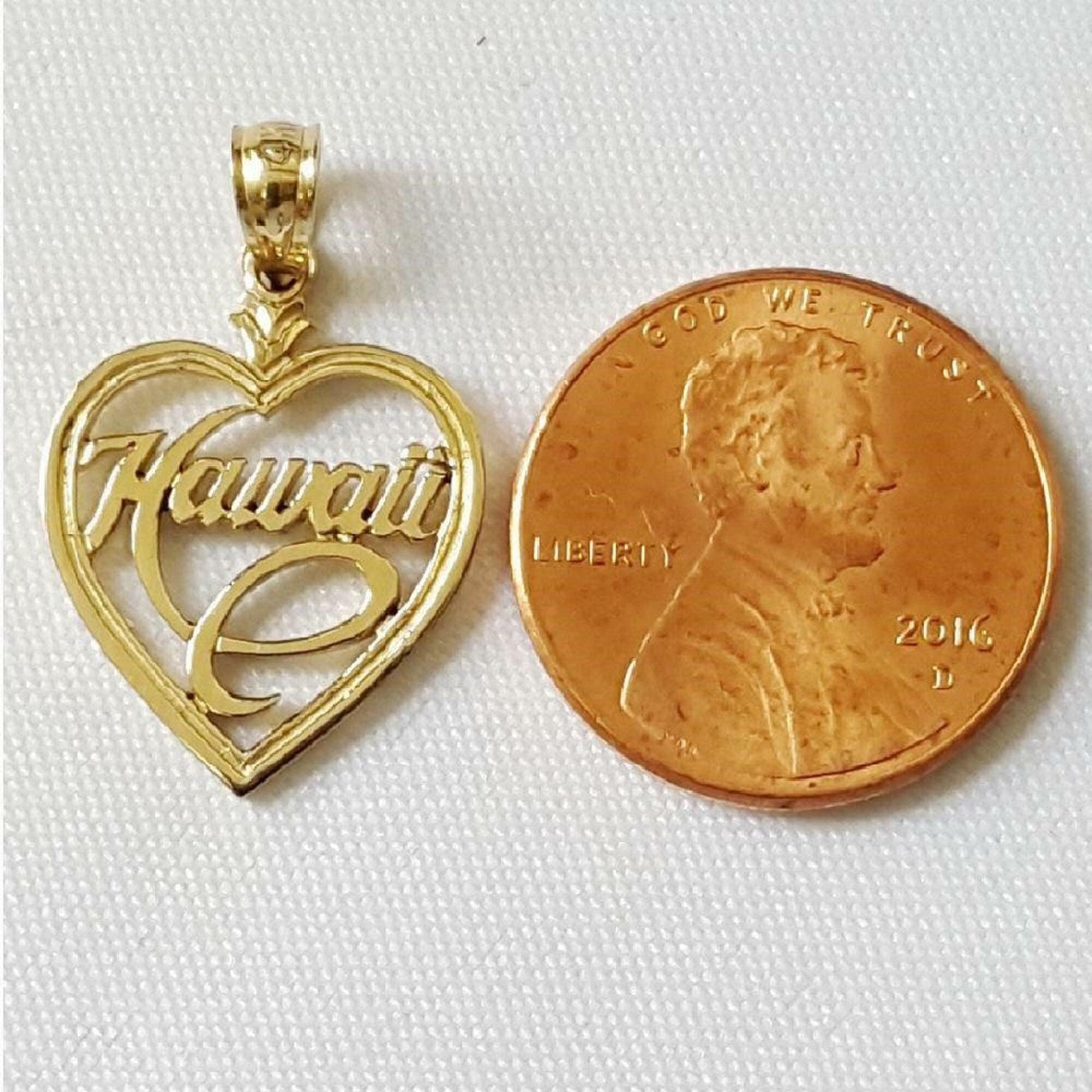 14K Yellow Gold Hawaii Heart Pendant