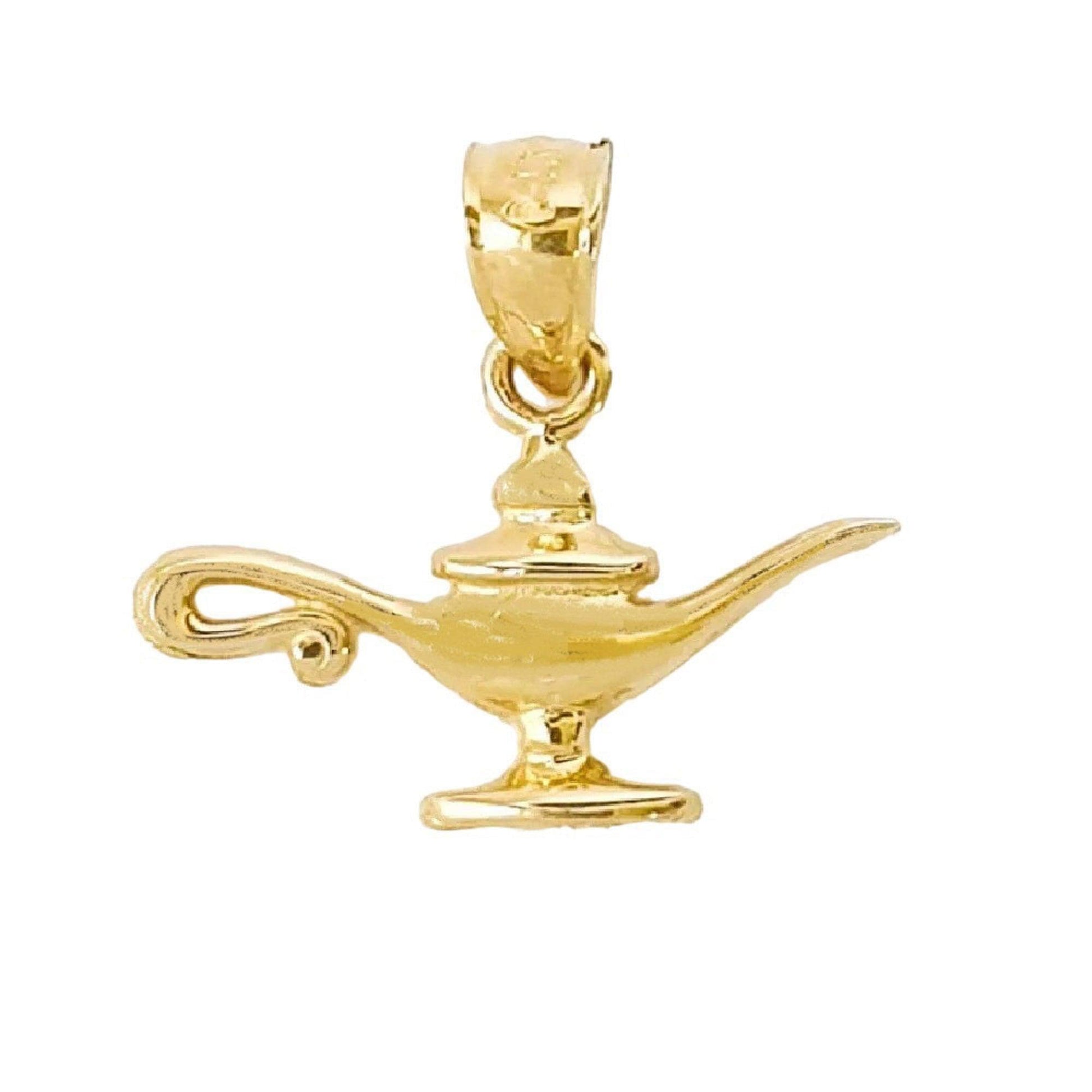 14K Yellow Gold Aladdin Gene Lamp Pendant