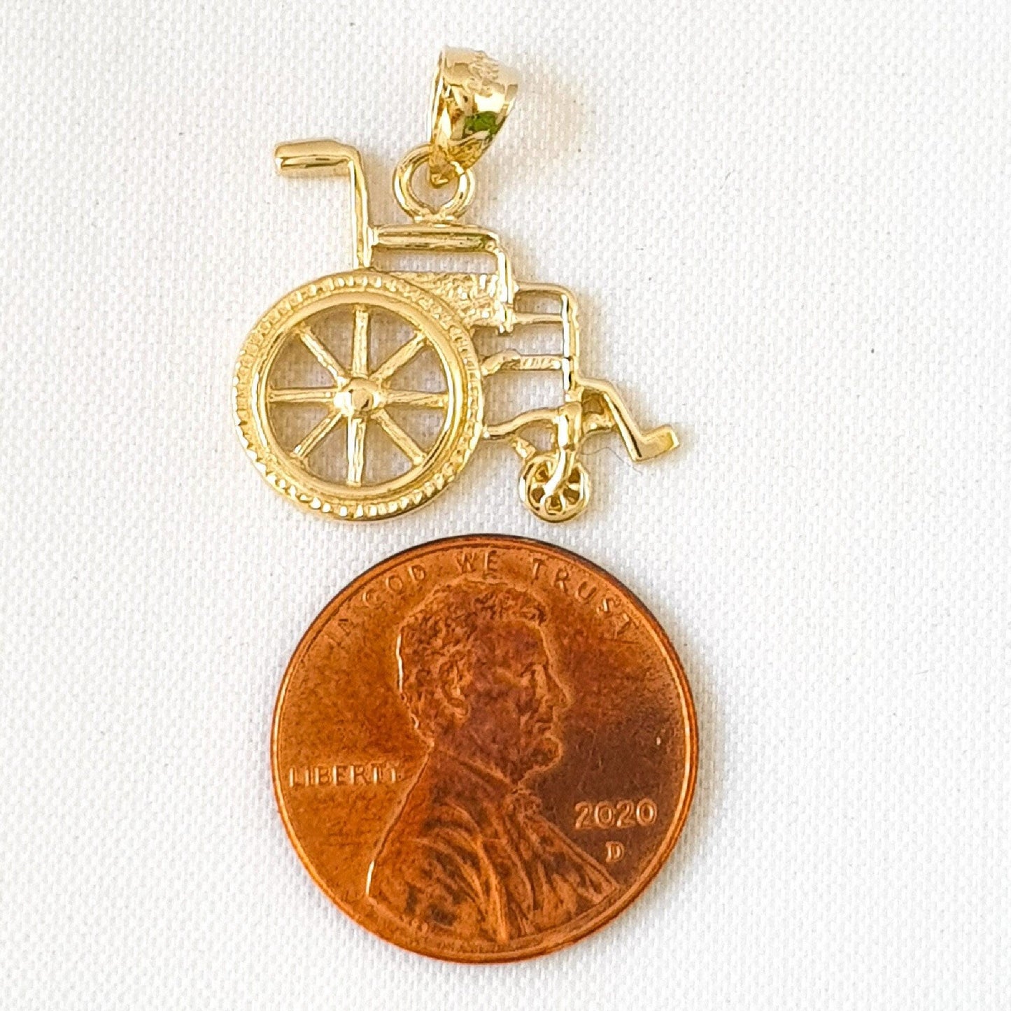 14K Yellow Gold Wheelchair Pendant