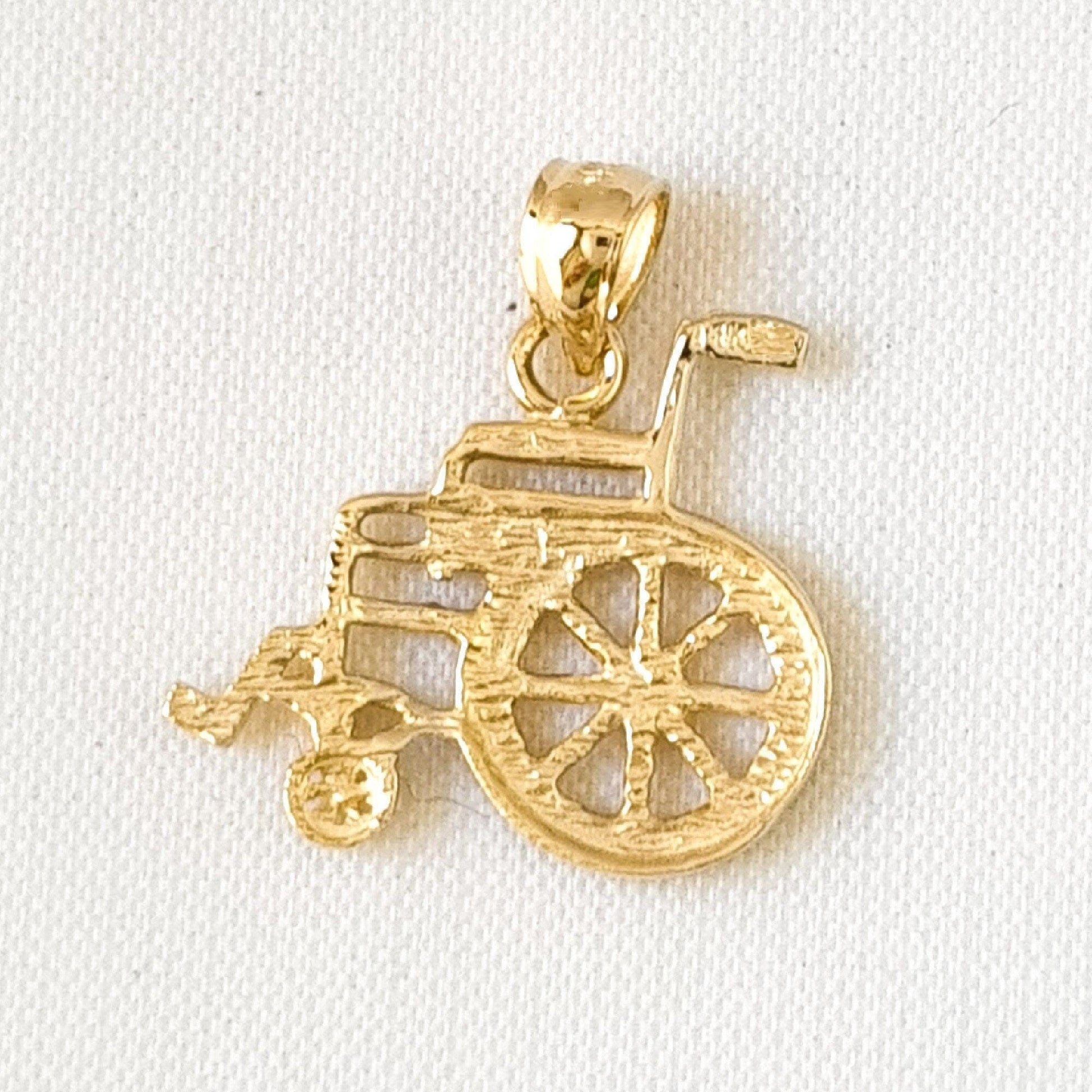 14K Yellow Gold Wheelchair Pendant