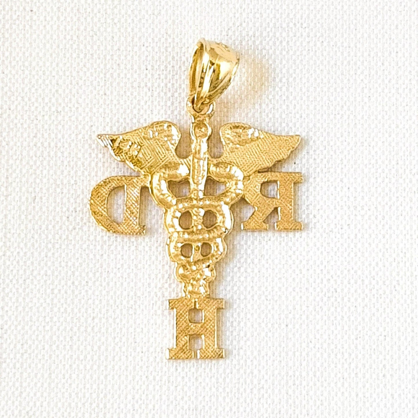 14K Yellow Gold RDH Registered Dental Hygienist Medical Pendant