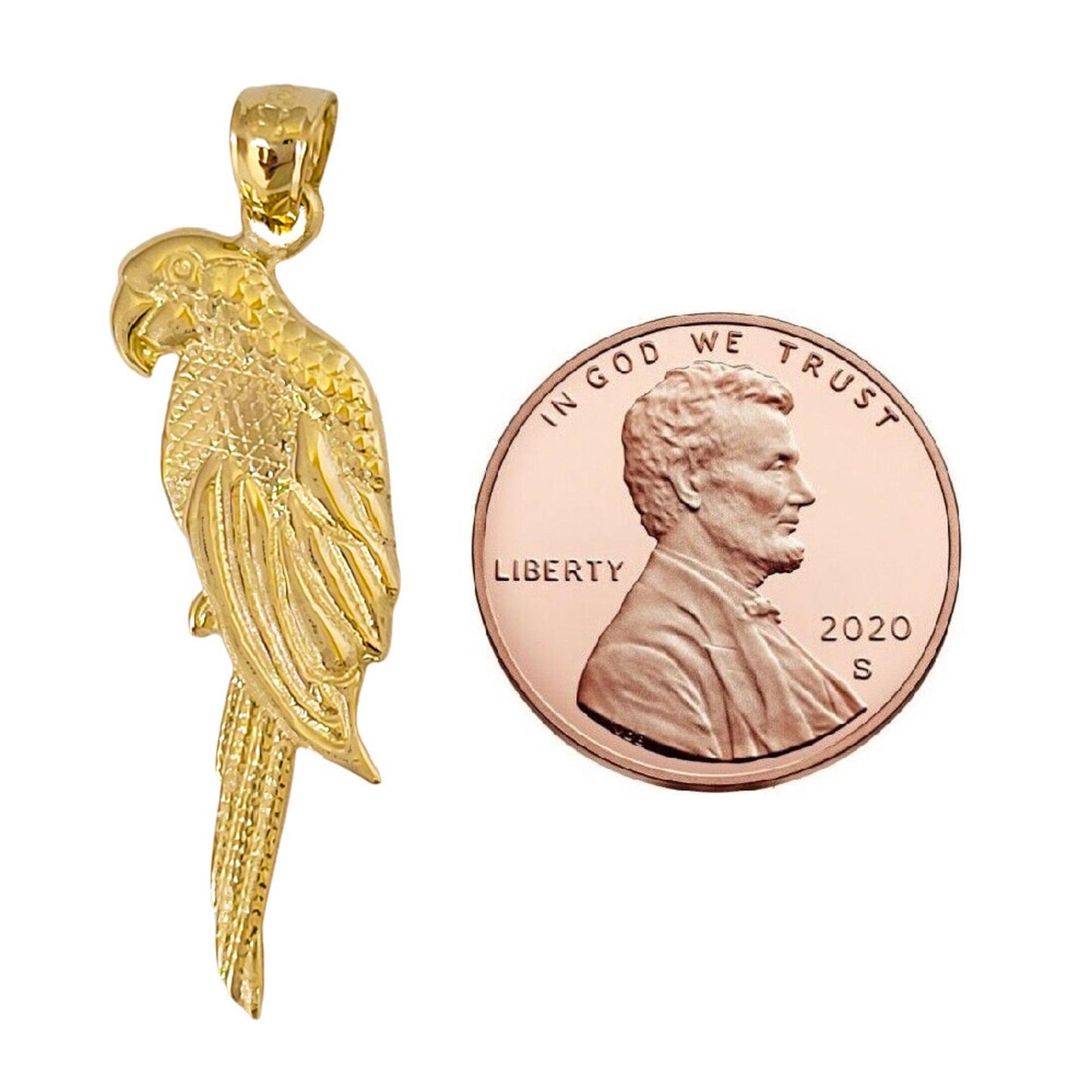 14K Yellow Gold Parrot Pendant