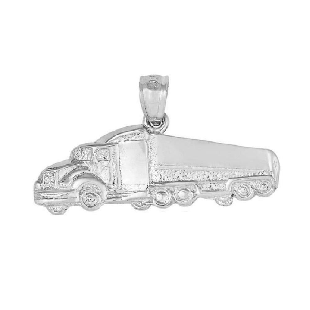925 Sterling Silver Necklace w/ Trailer Truck Charm Pendant