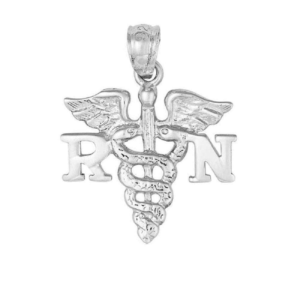 925 Sterling Silver Necklace w/ RN (Registered Nurse) Pendant Charm