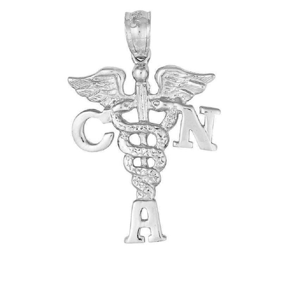 925 Sterling Silver Necklace w/ CNA Certified Nursing Assistant Pendant Charm