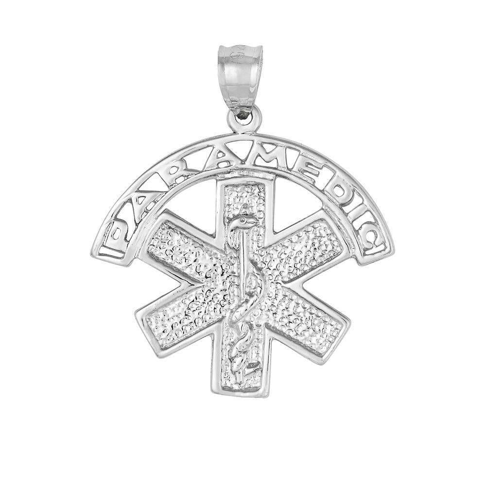 925 Sterling Silver Necklace w/ Paramedic Medical Symbol Pendant Charm