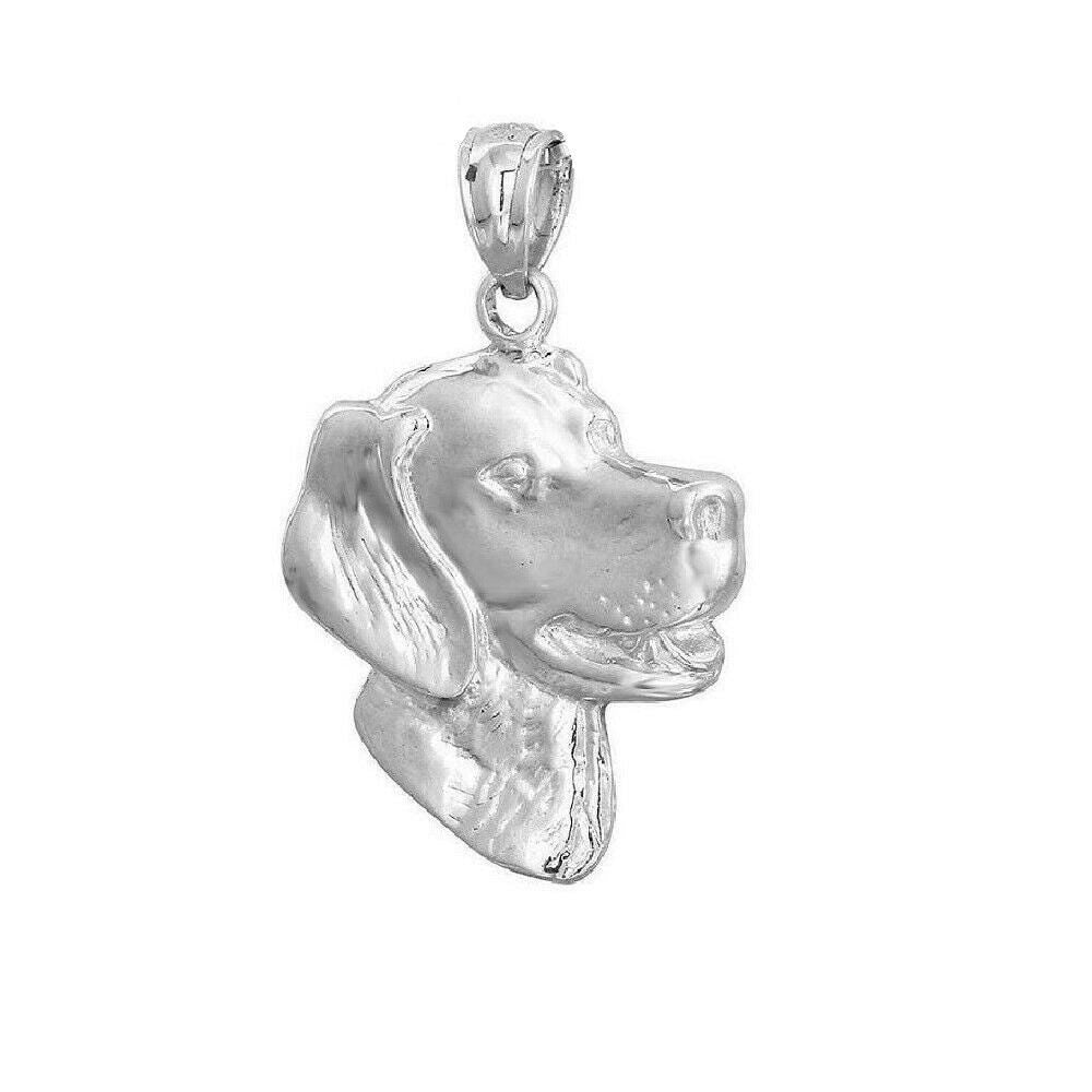 925 Sterling Silver Necklace w/ Labrador Dog Head Pendant Charm